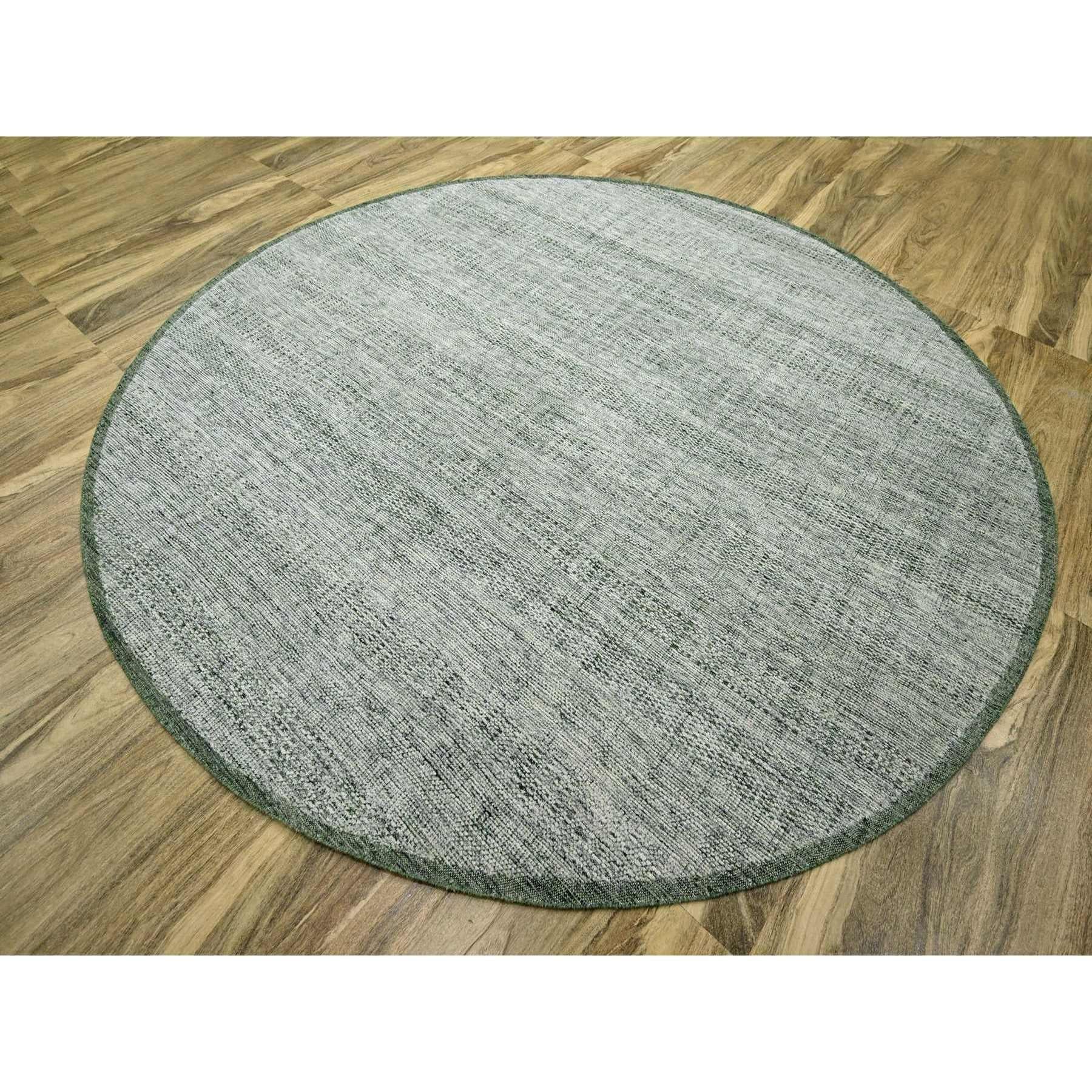 Moderno 10'x10' Tappeto Verde in Pura Lana Ossidato e Distressed Grass Design Annodato a Mano in vendita