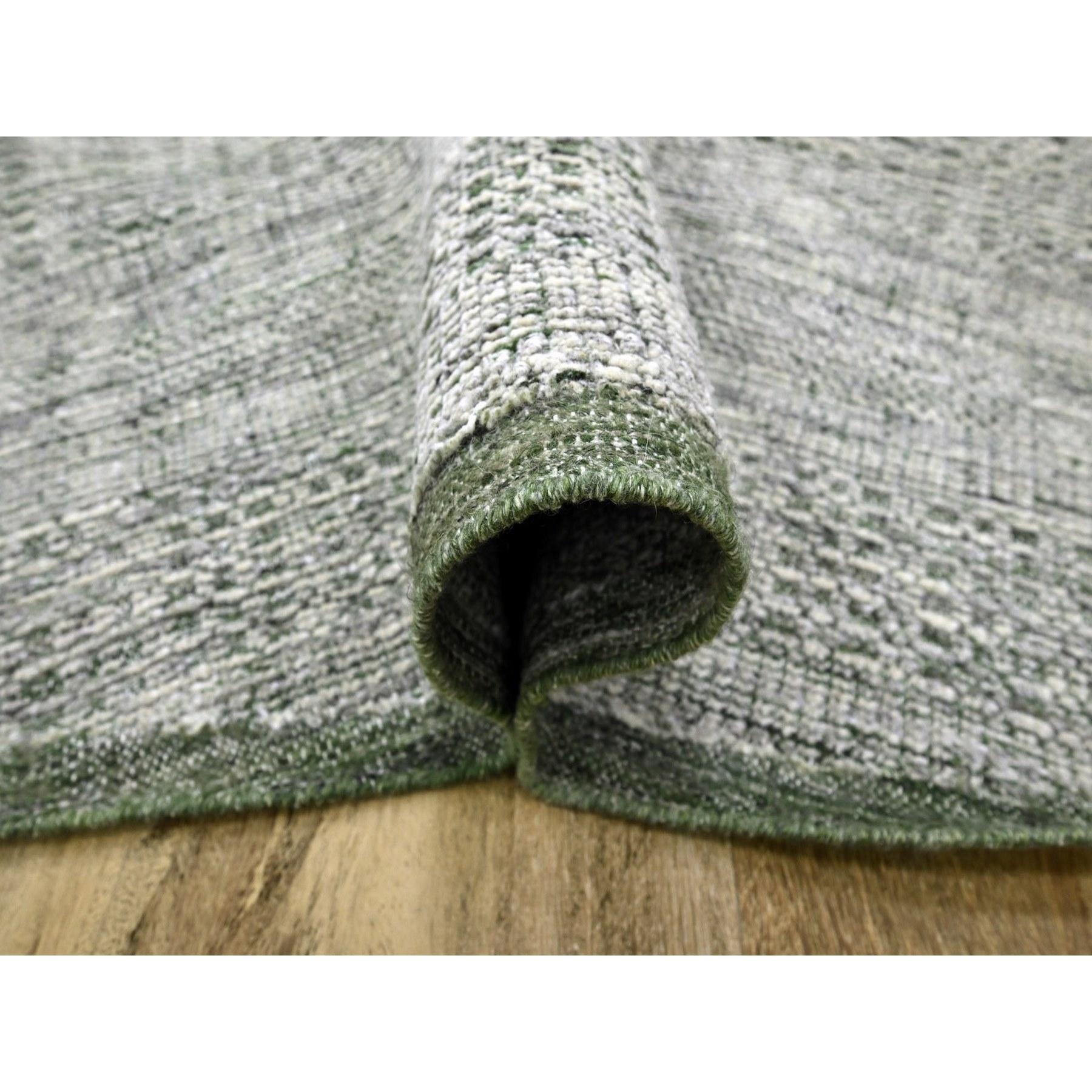 Annodato a mano 10'x10' Tappeto Verde in Pura Lana Ossidato e Distressed Grass Design Annodato a Mano in vendita