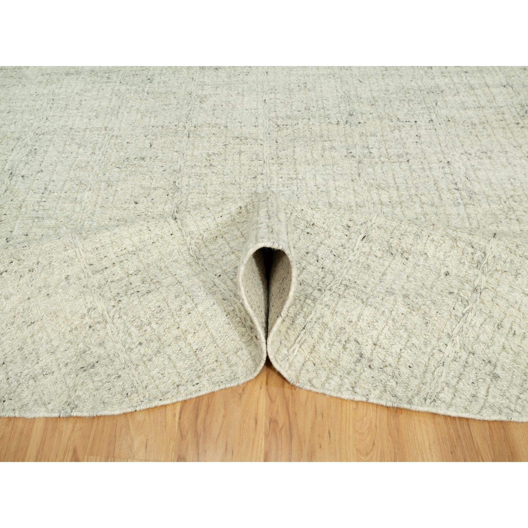 Hand-Knotted 10'x10' Halo Gray Organic Wool Cord Plain Hand Woven Flat Weave Round Rug For Sale