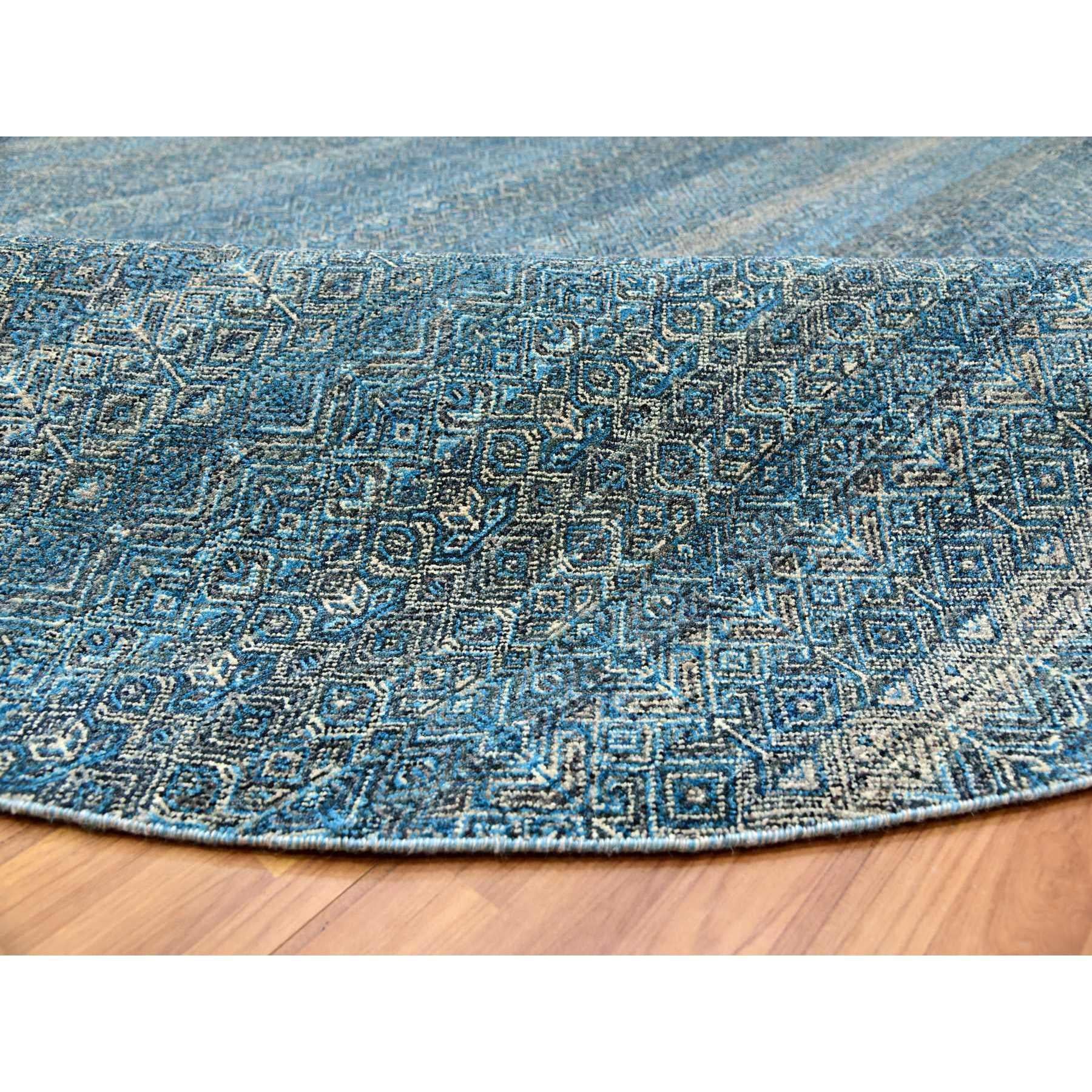 10'x10' Hyperlink Blue Tapis Kohinoor en laine ton sur ton, noué à la main, doux et brillant Neuf - En vente à Carlstadt, NJ