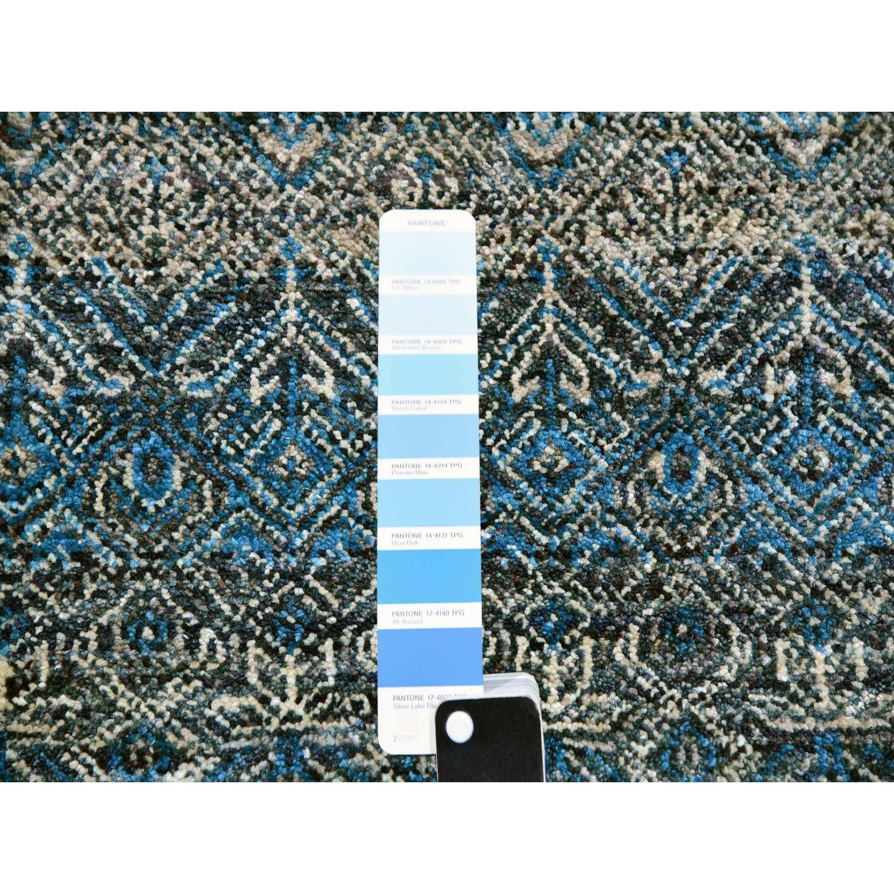 XXIe siècle et contemporain 10'x10' Hyperlink Blue Tapis Kohinoor en laine ton sur ton, noué à la main, doux et brillant en vente