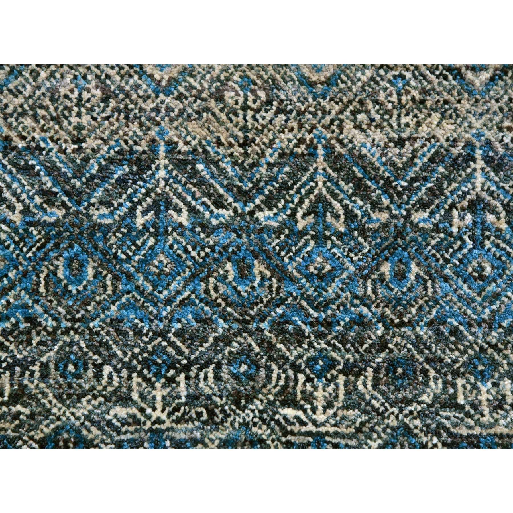 Laine 10'x10' Hyperlink Blue Tapis Kohinoor en laine ton sur ton, noué à la main, doux et brillant en vente