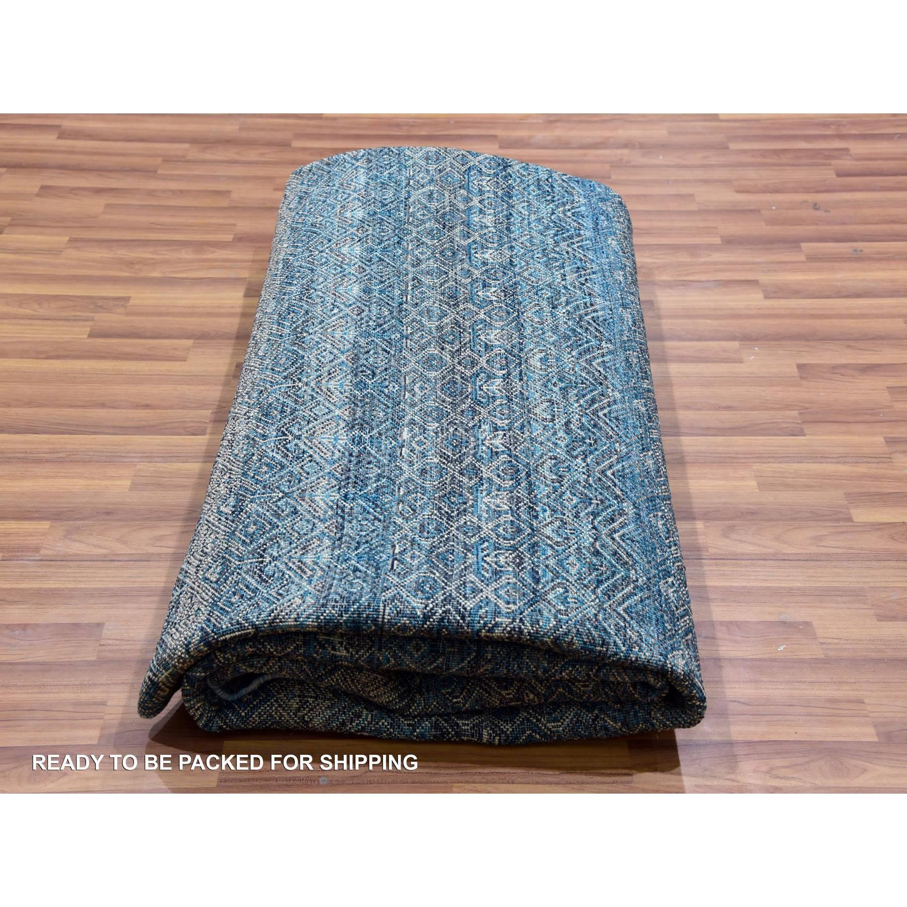 10'x10' Hyperlink Blue Tapis Kohinoor en laine ton sur ton, noué à la main, doux et brillant en vente 1