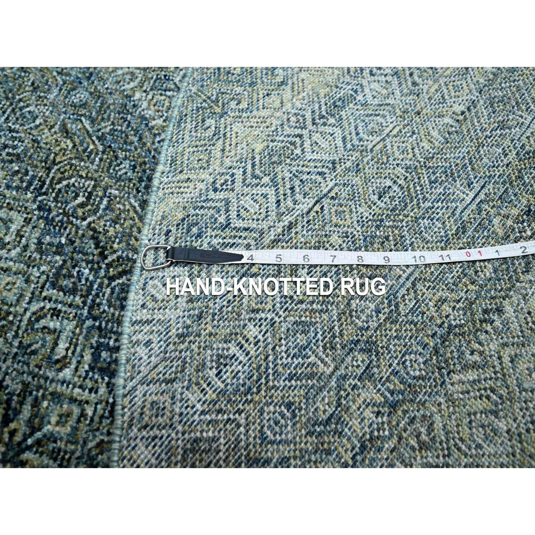 10'x10' Tapis rond en laine pure Kohinoor à motif Herat, noué à la main, bleu impérial en vente 4