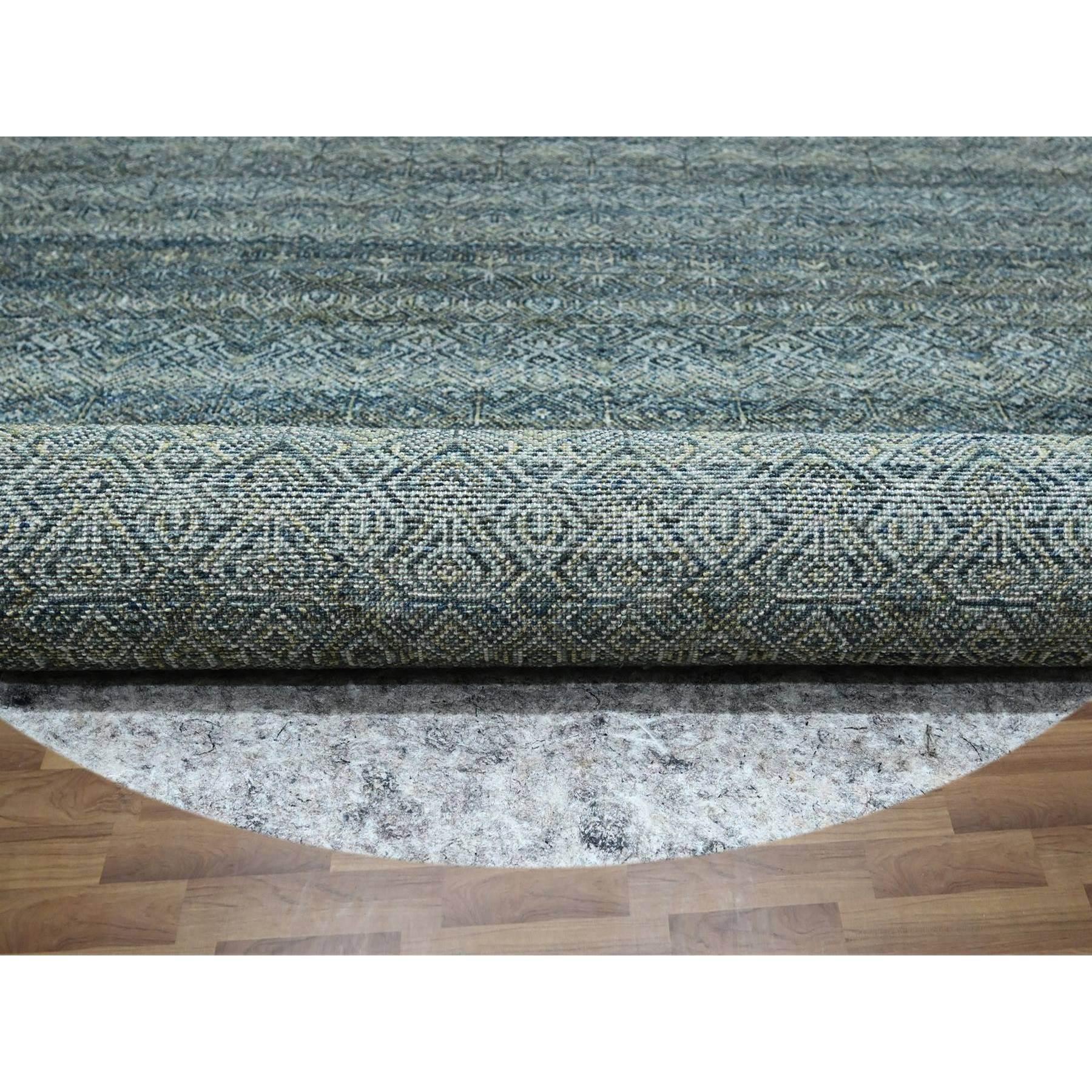 Noué à la main 10'x10' Tapis rond en laine pure Kohinoor à motif Herat, nou�é à la main, bleu impérial en vente