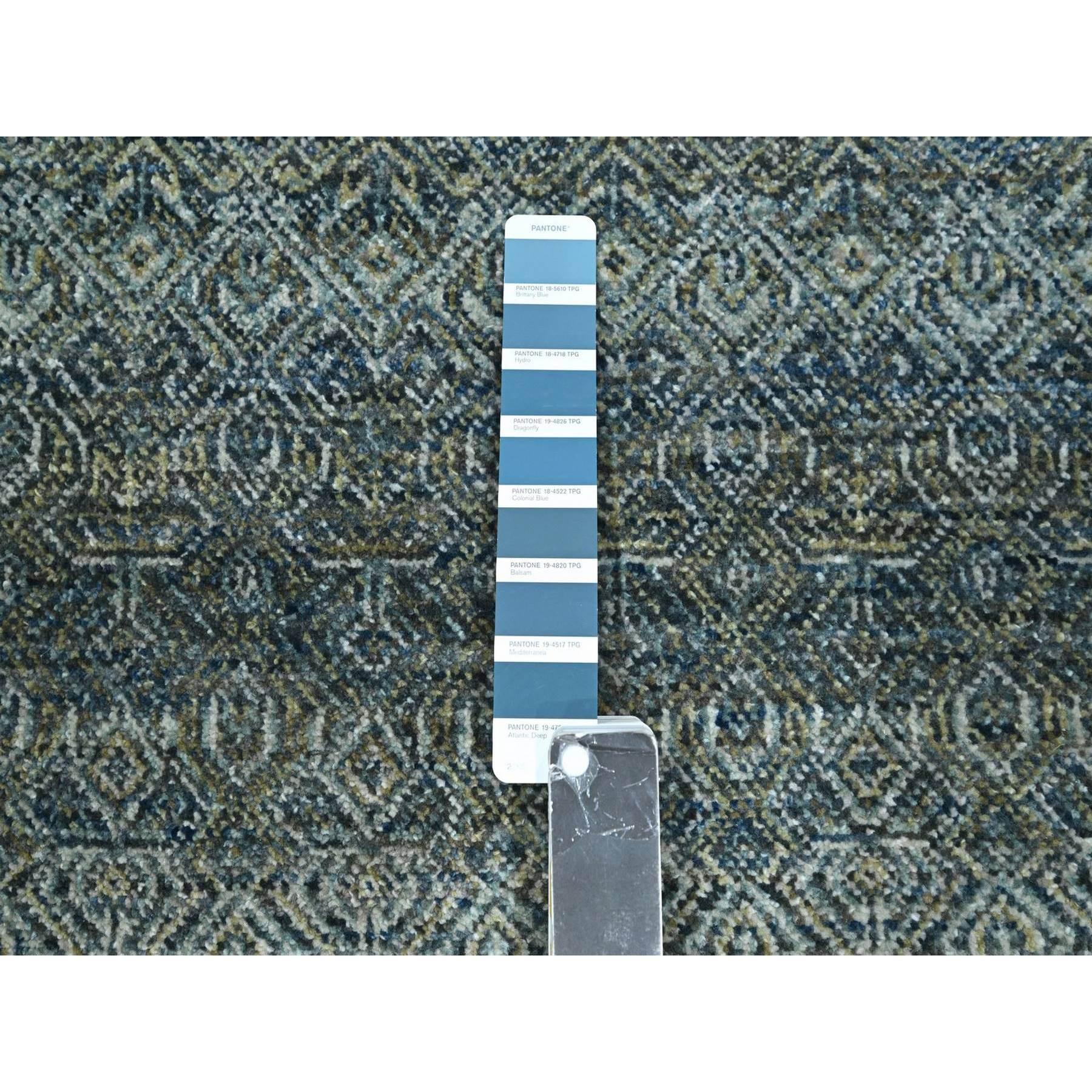 Laine 10'x10' Tapis rond en laine pure Kohinoor à motif Herat, noué à la main, bleu impérial en vente