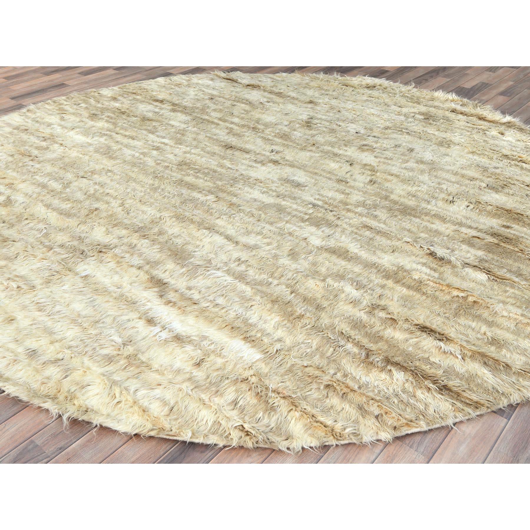 10'x10' Marfil, Alfombra Redonda Ben Ourain Bereber Marroquí de Lana Orgánica Anudada a Mano Afgano en venta