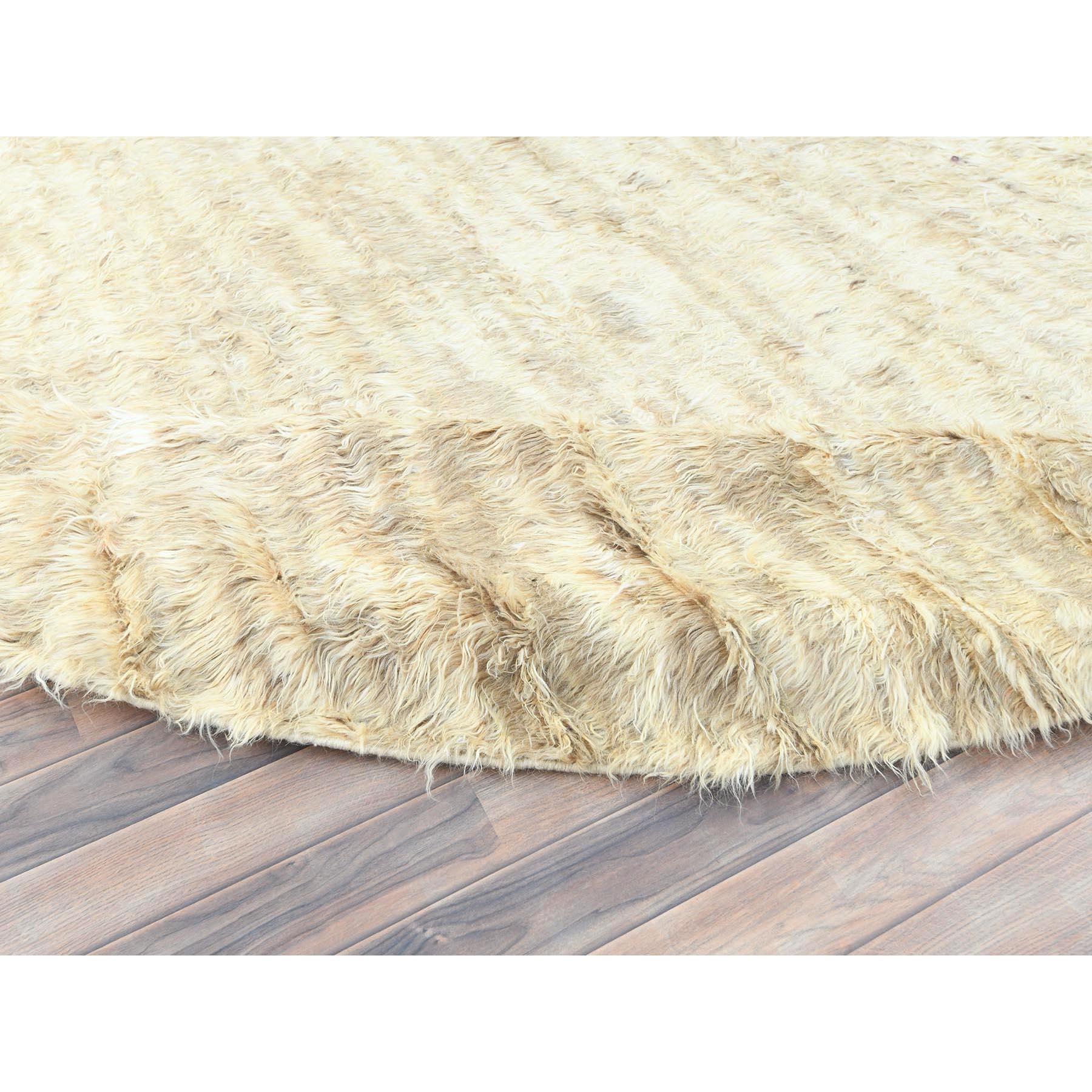 10'x10' Marfil, Alfombra Redonda Ben Ourain Bereber Marroquí de Lana Orgánica Anudada a Mano Anudado a mano en venta