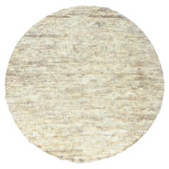 Tapis rond ivoire de Ben Ourain, berbère marocaine nouée à la main, 10'x10'