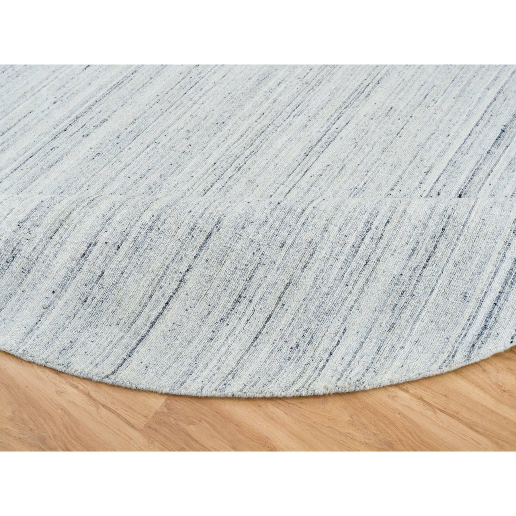 10'x10' Avorio, Tappeto rotondo in pura lana, tessuto a mano con disegno a righe moderno e semplice In condizioni Nuovo in vendita a Carlstadt, NJ