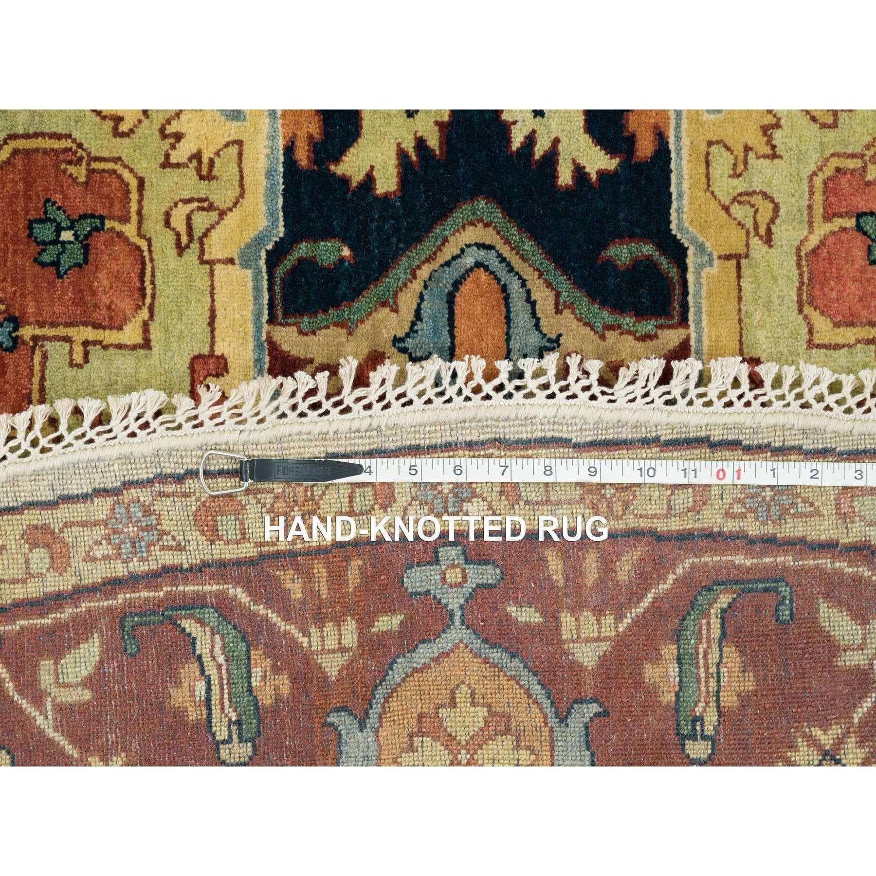 10'x10' Elfenbeinfarbener Heriz Re-Creation Handgeknüpfter runder orientalischer Teppich aus 100% Wolle im Angebot 5