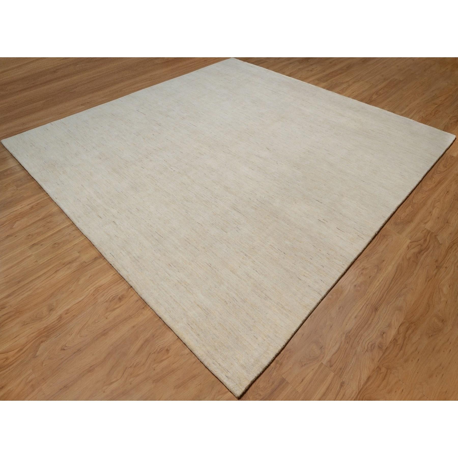Alfombra cuadrada de lana anudada a mano Lori Buft Gabbeh de diseño moderno marfil de 10 x 10 pies Indio en venta
