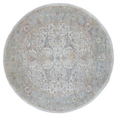 10'x10' Ivory Peshawar with Bijar Garus Design Hand Knotted Wool Round Rug