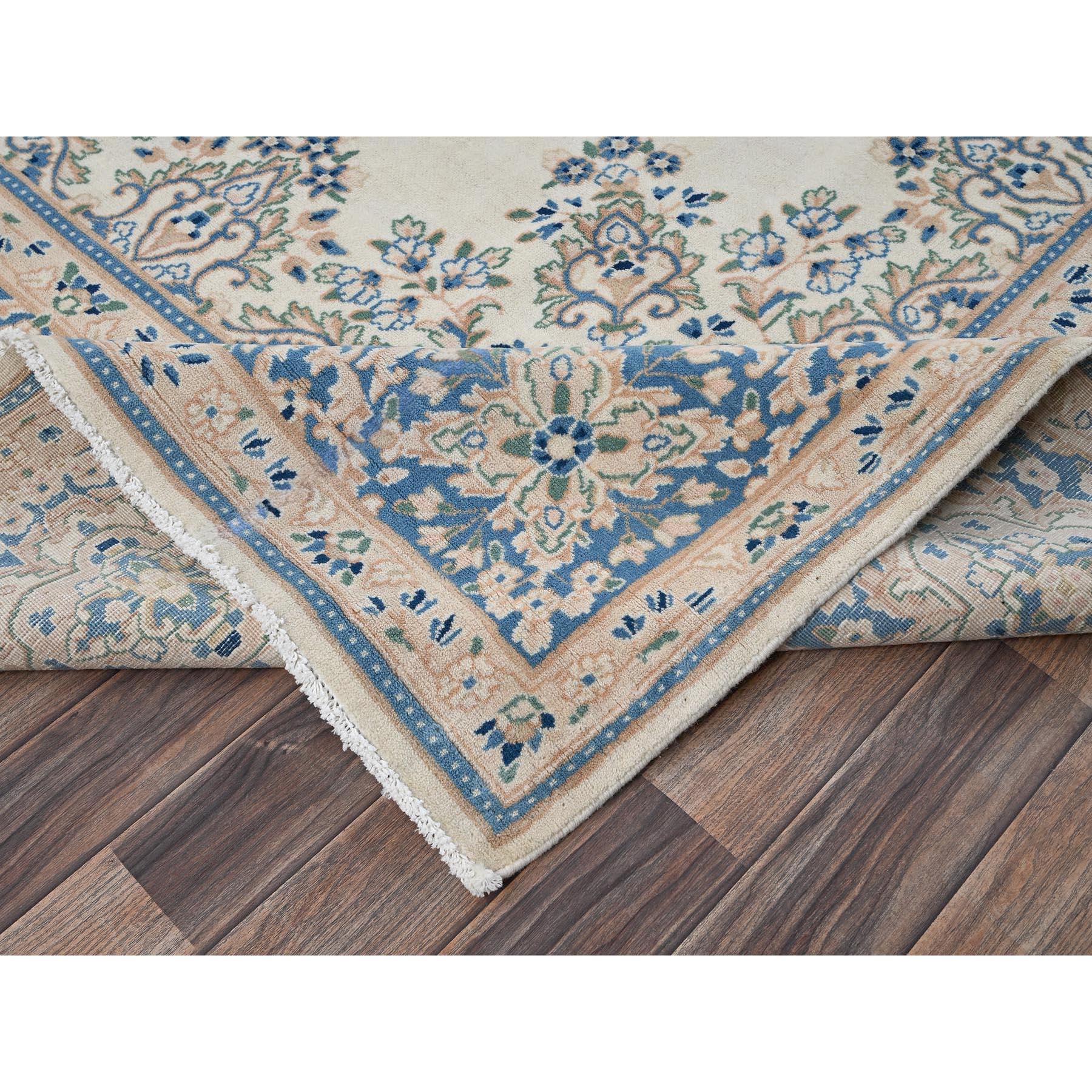 10'x10' Ivory Vintage Persian Kerman Hand Knotted Soft Wool Square Rug For Sale 2