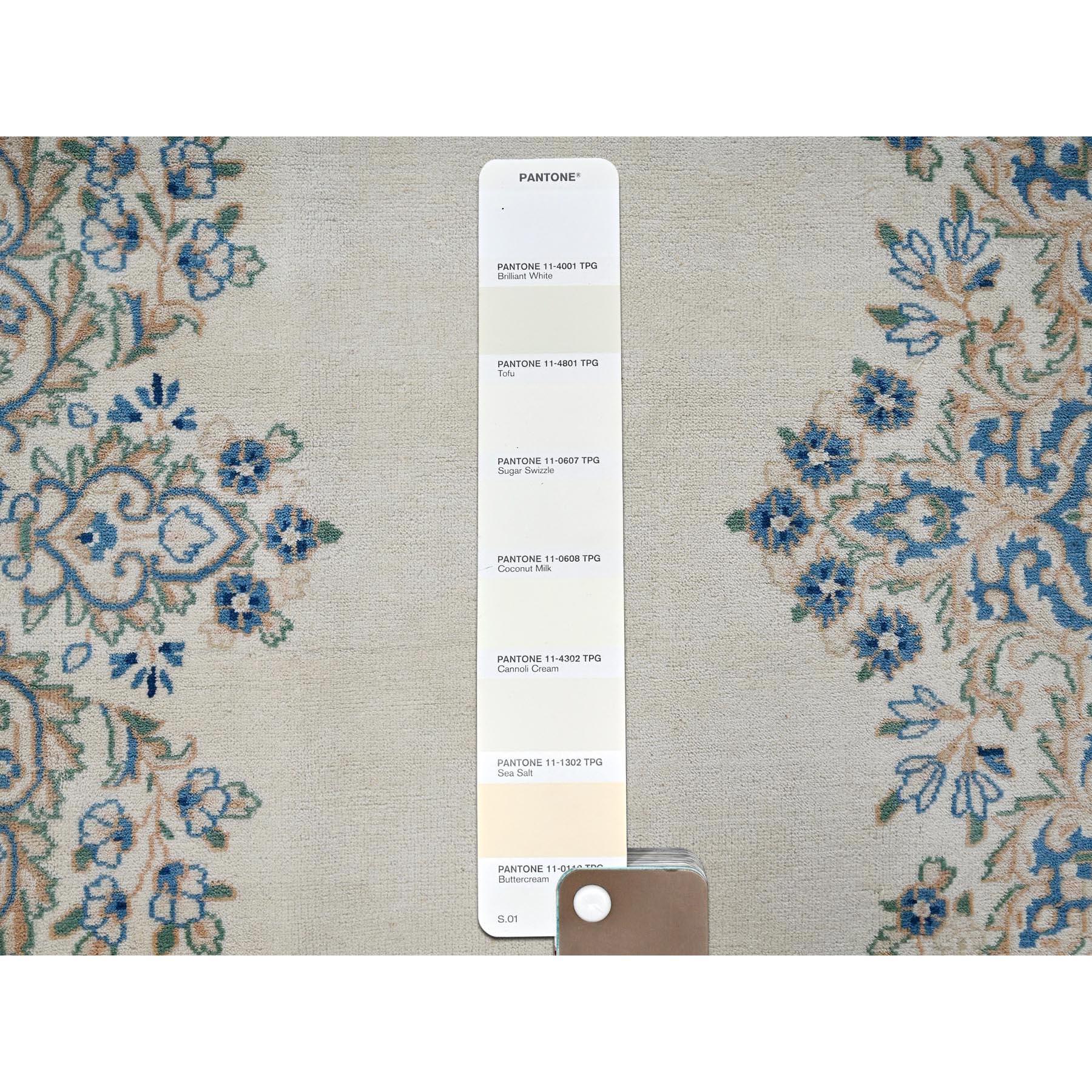 10'x10' Ivory Vintage Persian Kerman Hand Knotted Soft Wool Square Rug For Sale 3