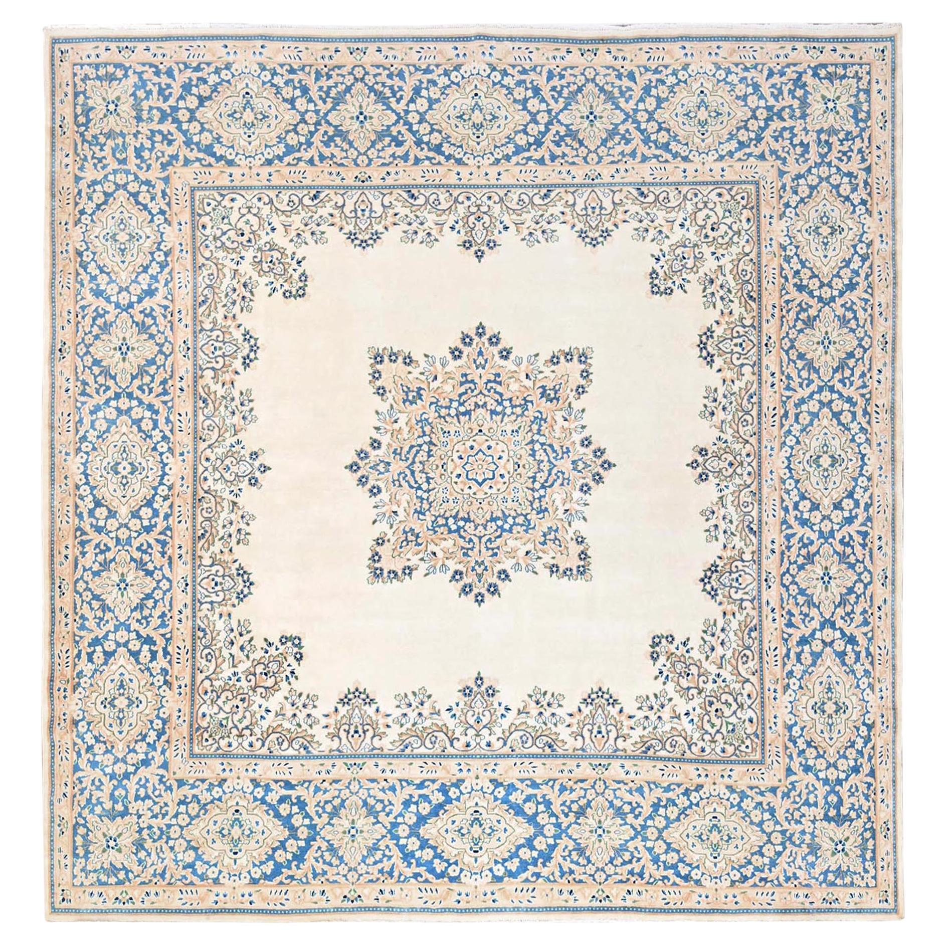 10
x10
 Elfenbein Vintage Persisch Kerman Hand geknüpft weiche Wolle Quadrat Teppich