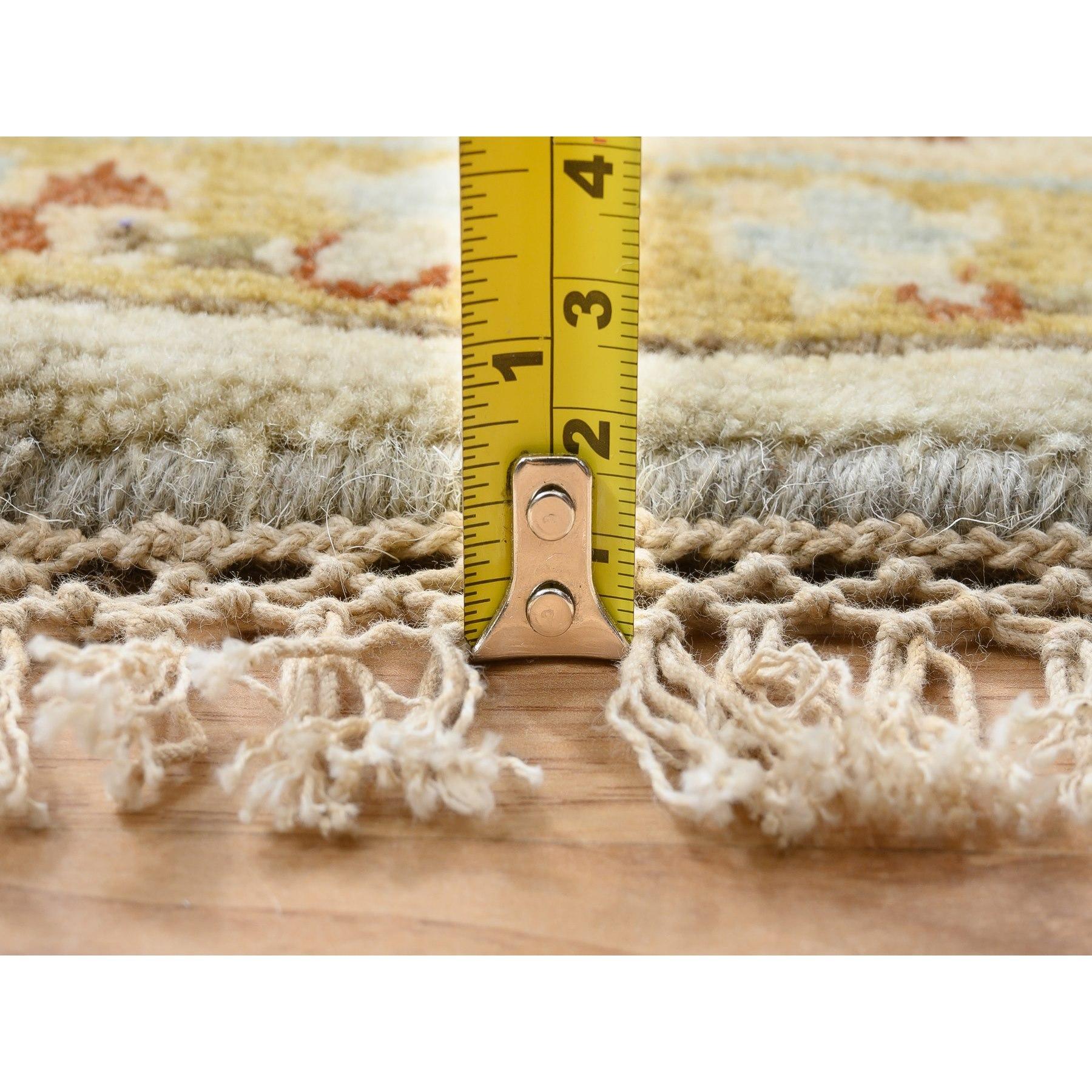 10'x10' Hellgrauer Karajeh Design Reine Wolle Handgeknüpft Orientalischer Runder Teppich im Angebot 4