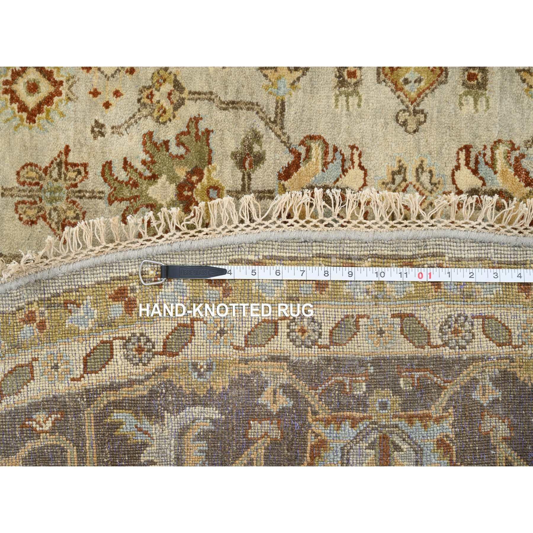 10'x10' Hellgrauer Karajeh Design Reine Wolle Handgeknüpft Orientalischer Runder Teppich im Angebot 5