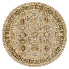 Tappeto rotondo orientale 10'x10' grigio chiaro Karajeh Design in pura lana annodata a mano