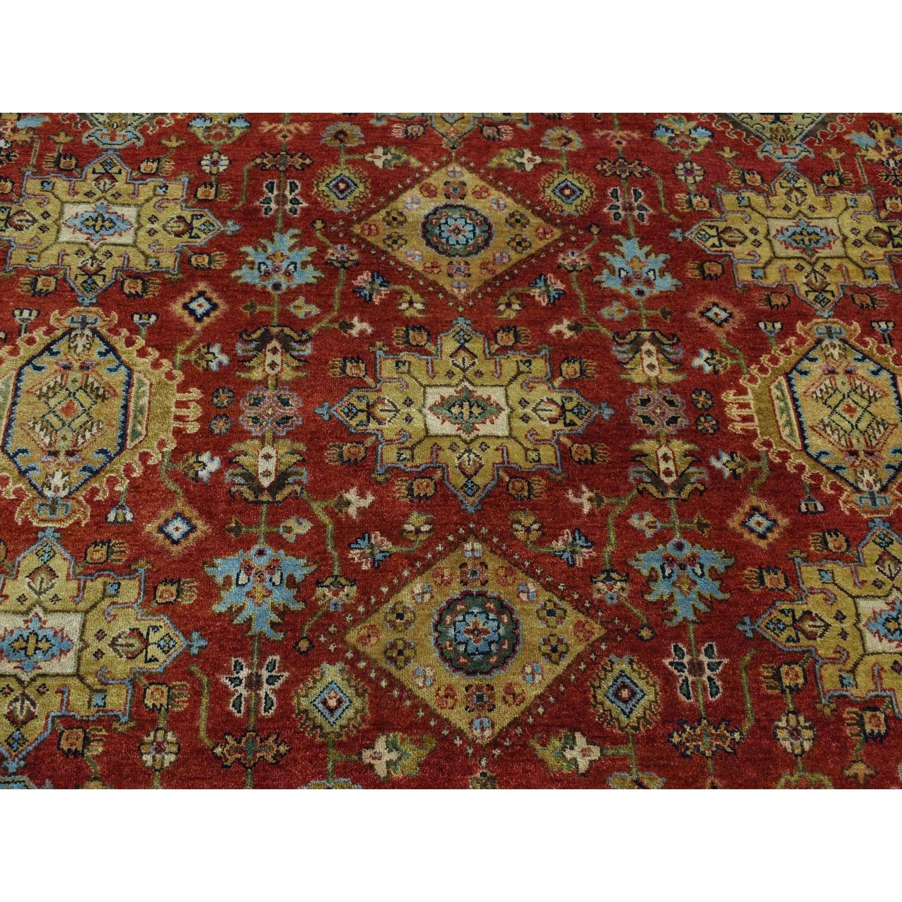 10'x10' Maroon Red Hand Knotted Karajeh Design Pure Wool Round Rug In New Condition For Sale In Carlstadt, NJ