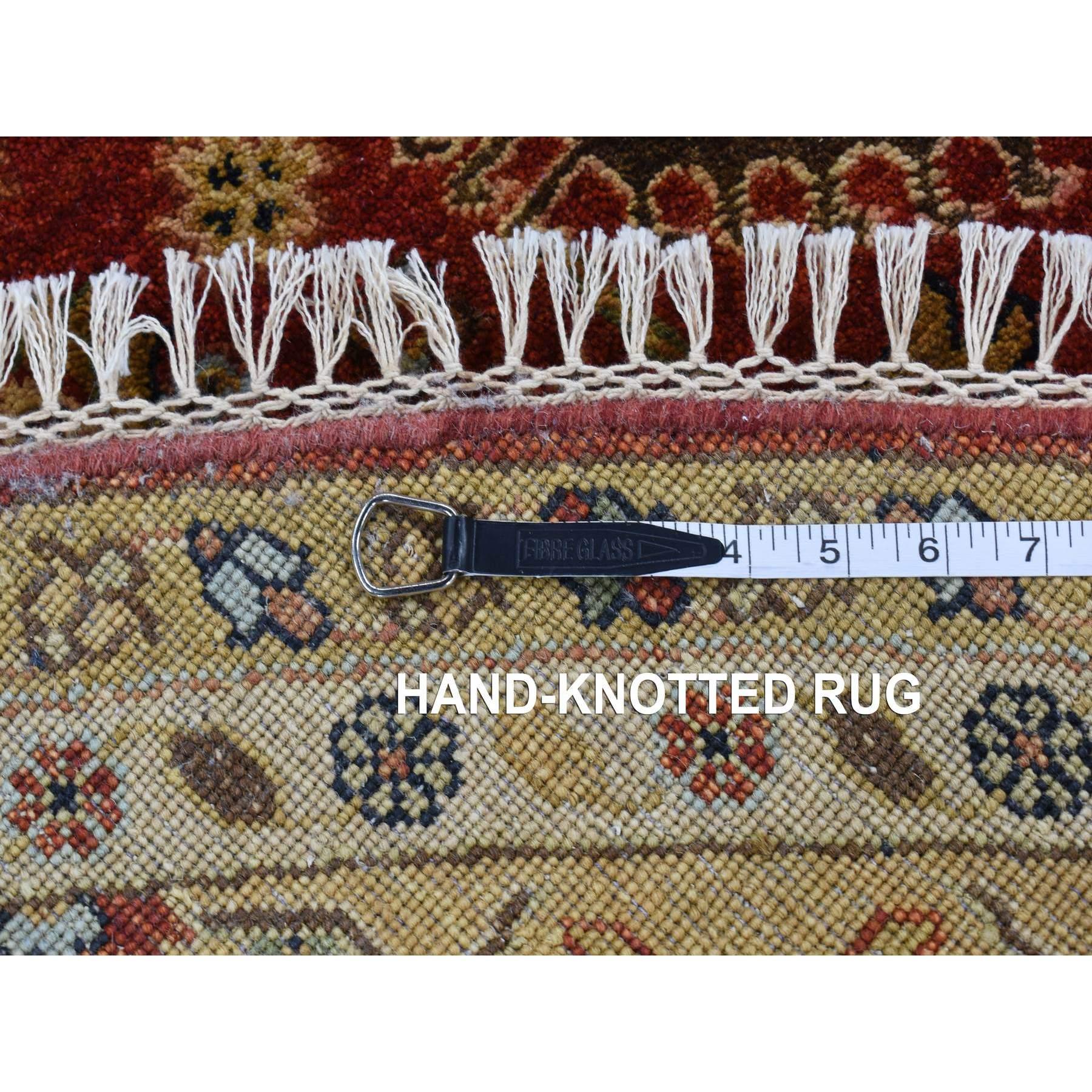 10'x10' Maroon Red Hand Knotted Karajeh Design Pure Wool Round Rug For Sale 2