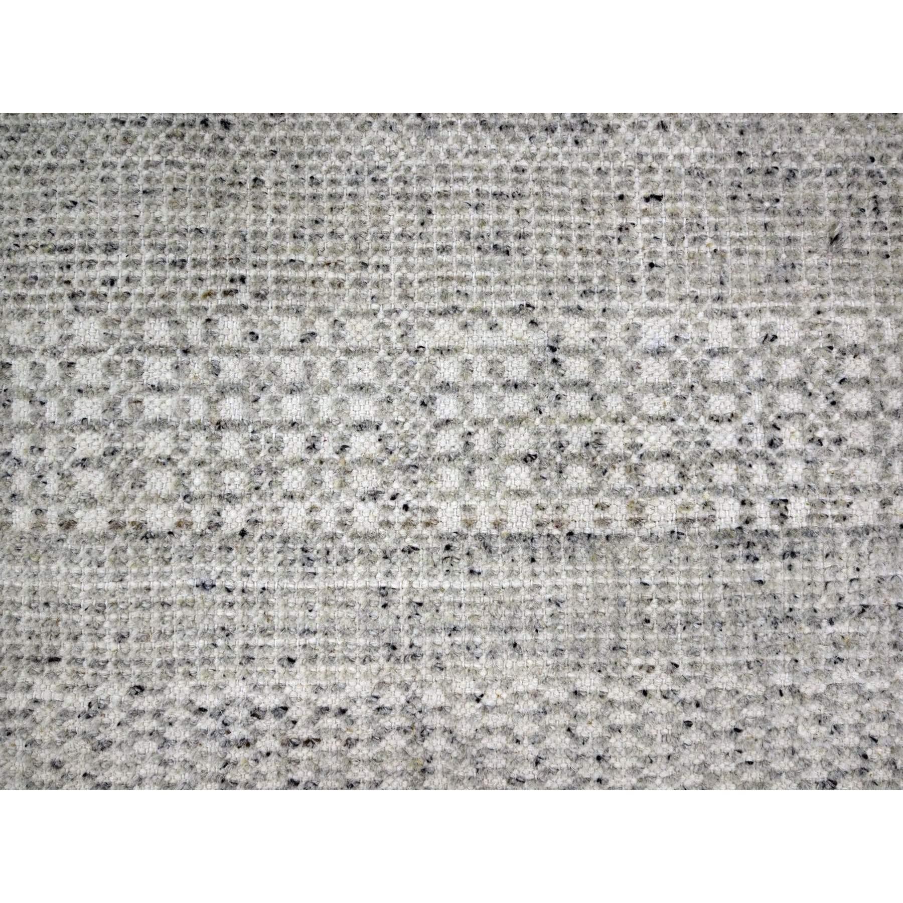 Laine Tapis rond en pure laine 10'x10' Misty Gray Distressed Grass Design, noué à la main en vente
