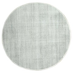Tapis rond en pure laine 10'x10' Misty Gray Distressed Grass Design, noué à la main