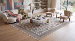 10X10 Modern Scandinavian Swedish Style Wool Rug in Charcoal, Sage, and Pastels