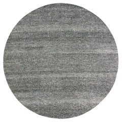10'x10' Neutral Gray Undyed Wool Hand Knotted Grass Design Round Oriental Rug