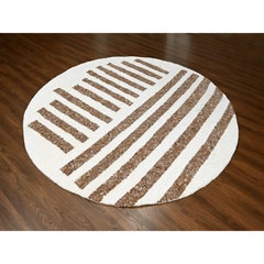 10'x10' Oak Brown Shiny Wool Thick Chunky Texture Hand Knotted Round Rug