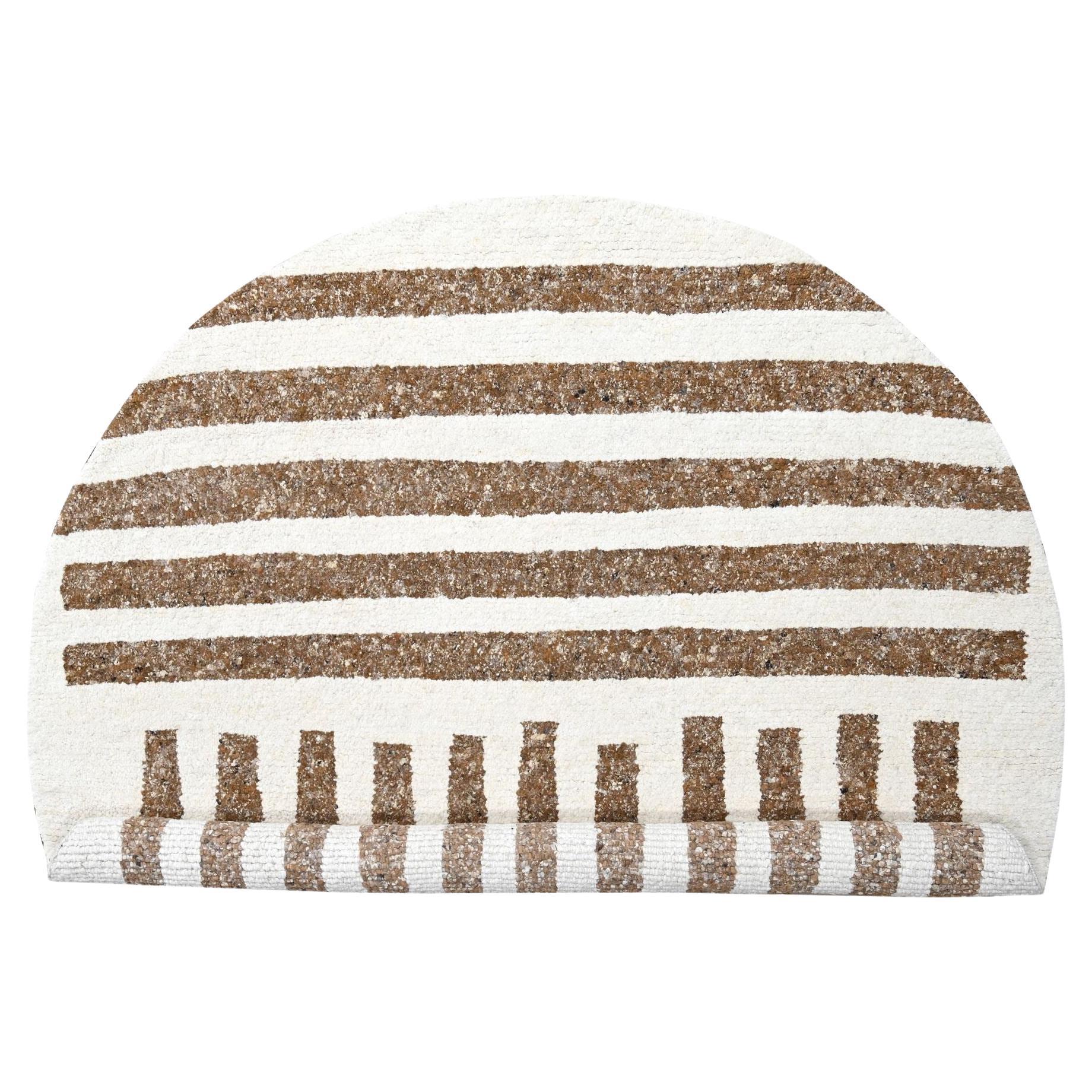 10
x10
 Oak Brown Shiny Wool Thick Chunky Texture Hand Knotted Round Rug For Sale