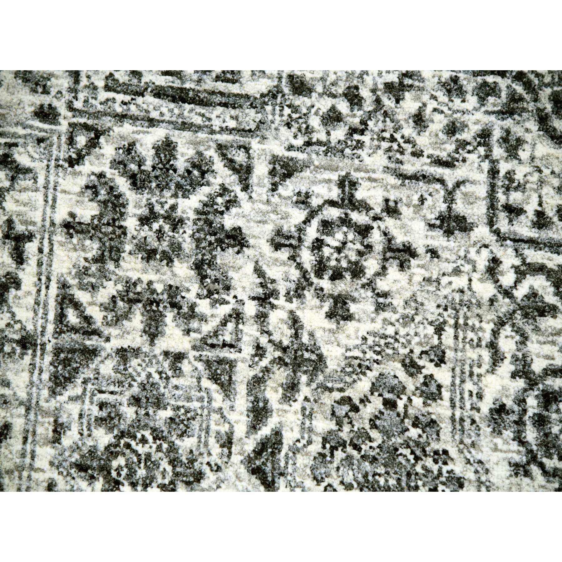 10'x10' Oxford Weißer handgeknüpfter runder Teppich aus organischer Wolle der Mamluken-Dynastie ungefärbt im Angebot 1