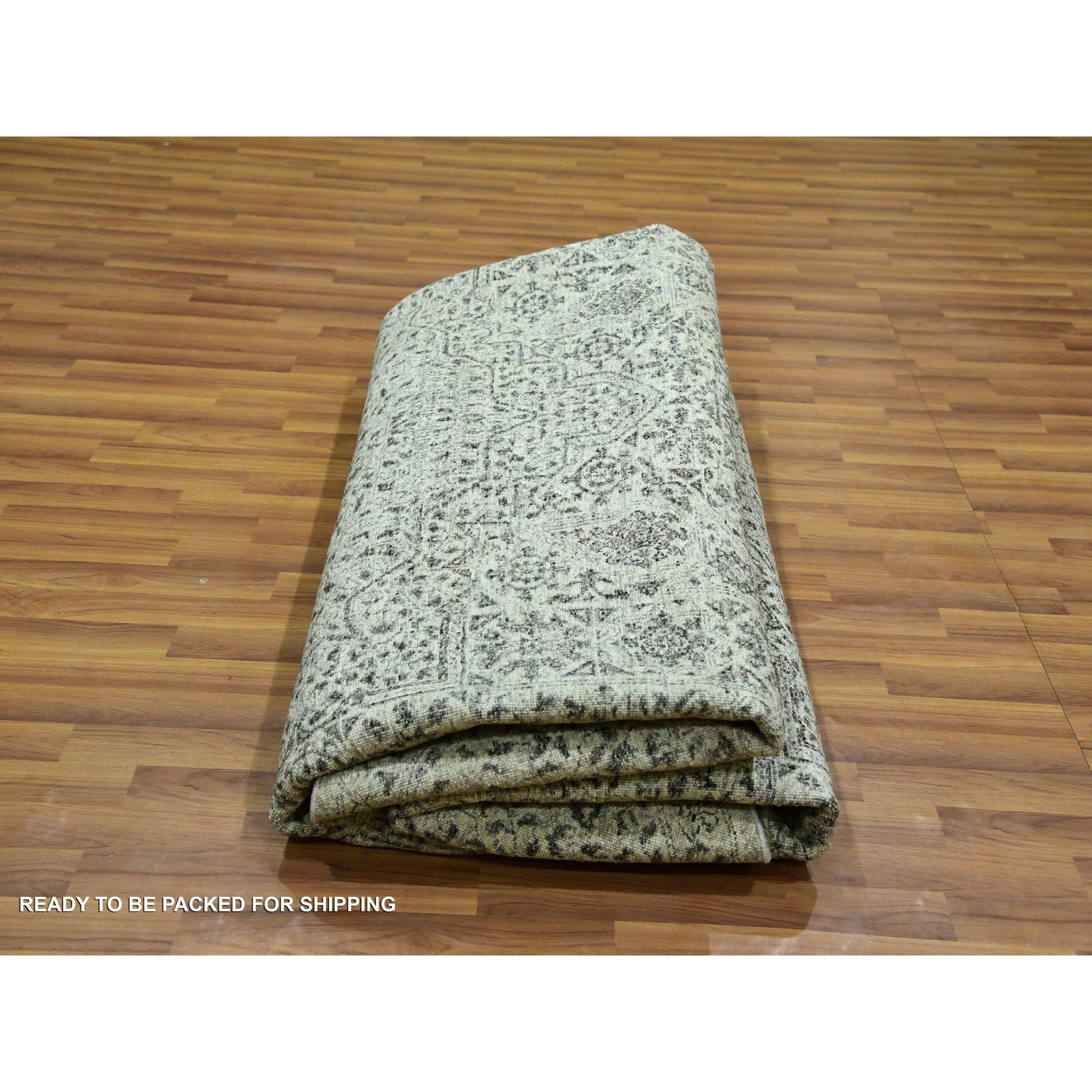 10'x10' Oxford Weißer handgeknüpfter runder Teppich aus organischer Wolle der Mamluken-Dynastie ungefärbt im Angebot 2