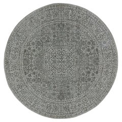 10'x10' Oxford White Hand Knotted Organic Wool Mamluk Dynasty Undyed Round Rug