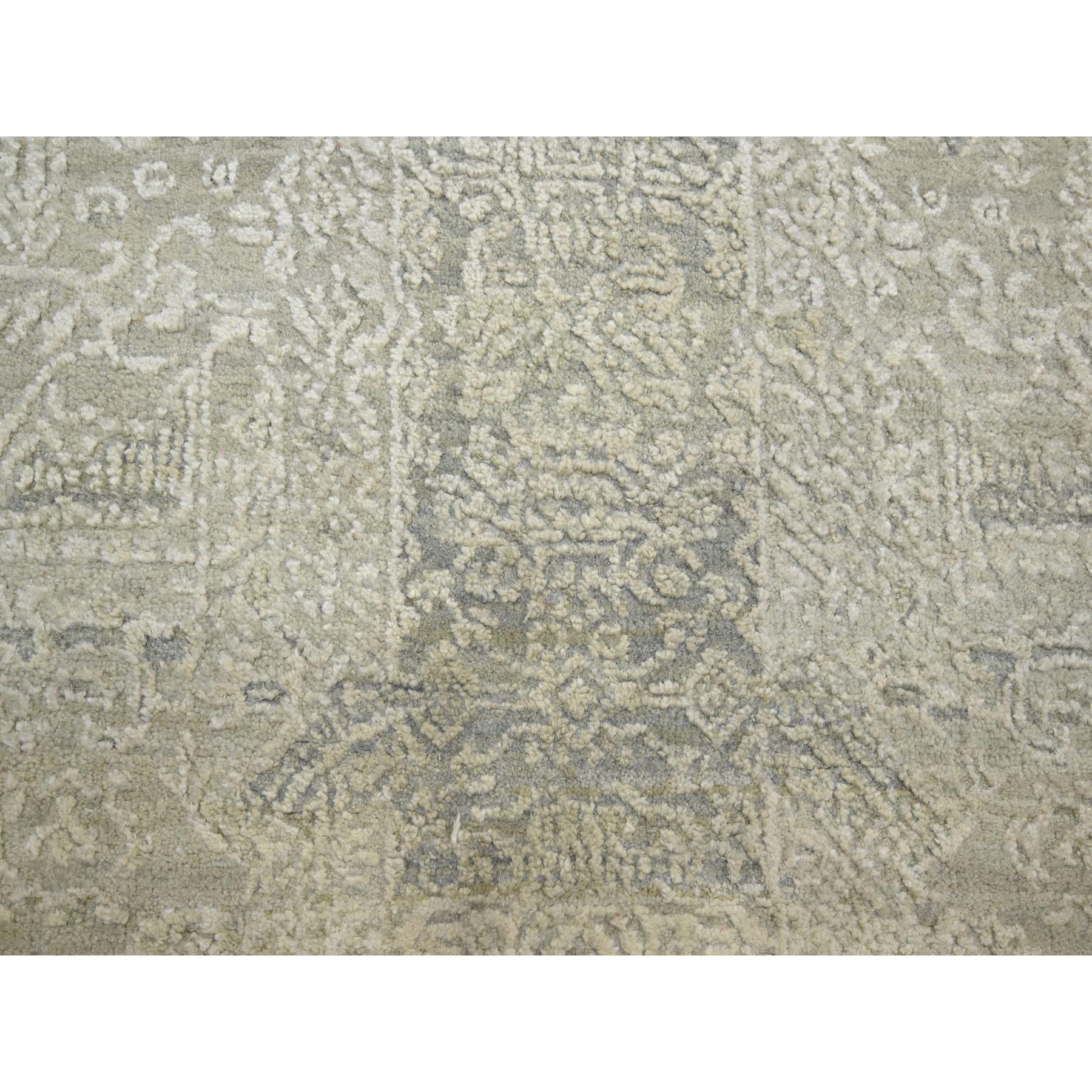 10'x10' Oyster White Jewelry Design Wolle und Seide Handgeknüpft Rundteppich im Angebot 2