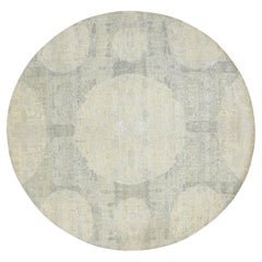 10
x10
 Oyster White Jewelry Design Wolle und Seide Handgeknüpft Rundteppich