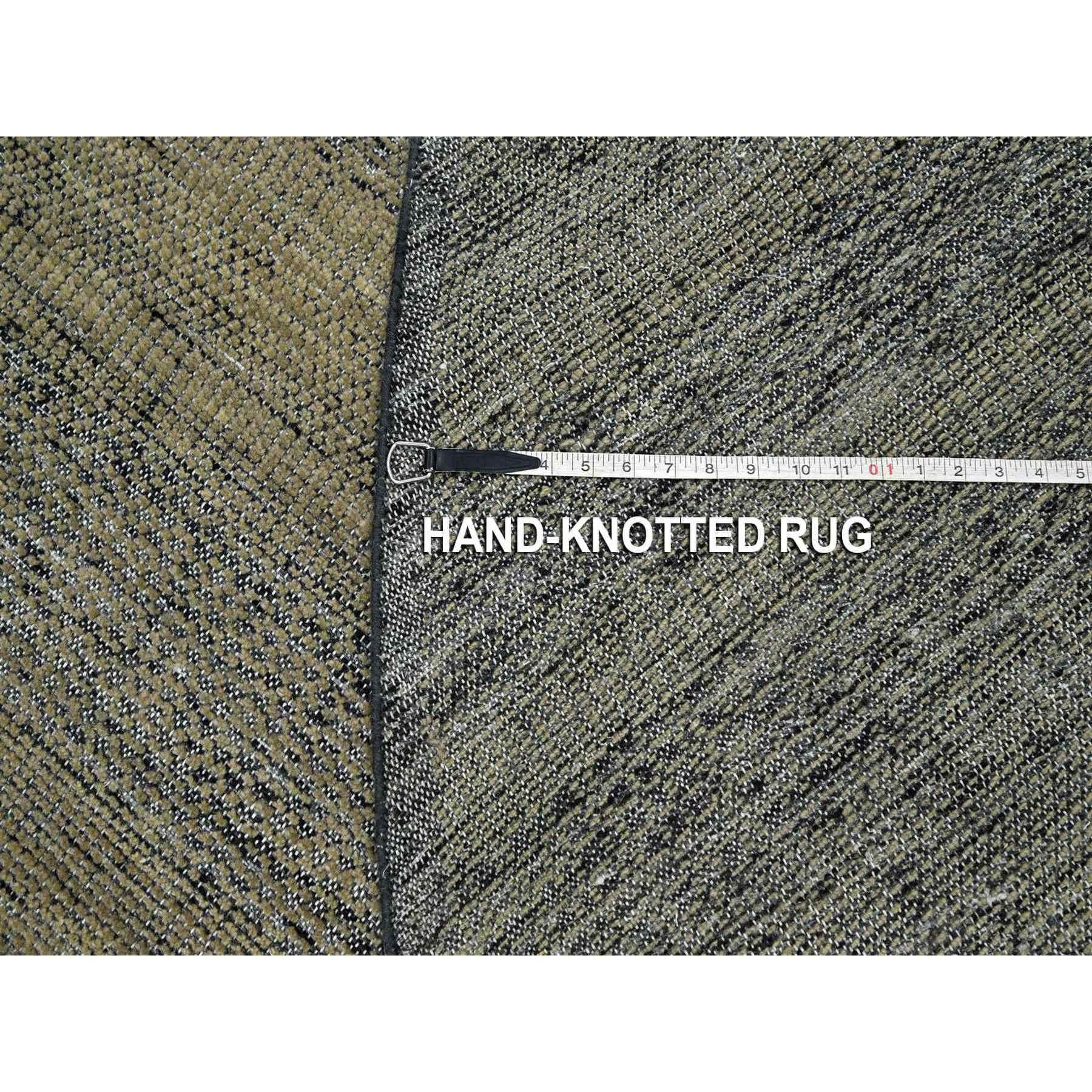 10'x10' Peanut Brown 100% Lana annodata a mano con disegno di erba ossidata in vendita 4