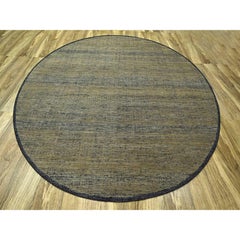 10'x10' Peanut Brown 100% Wool Hand Knotted Oxidized Grass Design Round Rug