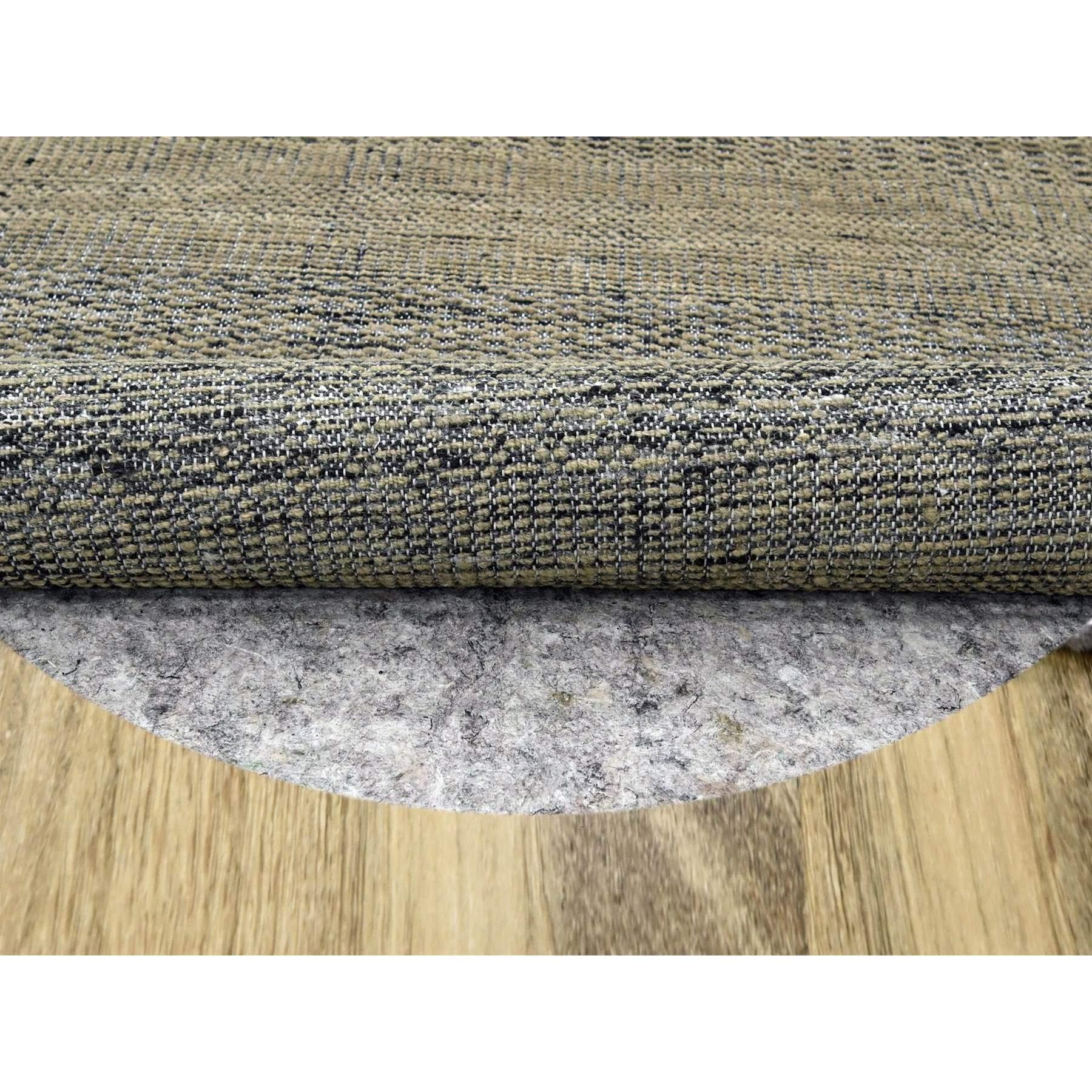 Indiano 10'x10' Peanut Brown 100% Lana annodata a mano con disegno di erba ossidata in vendita