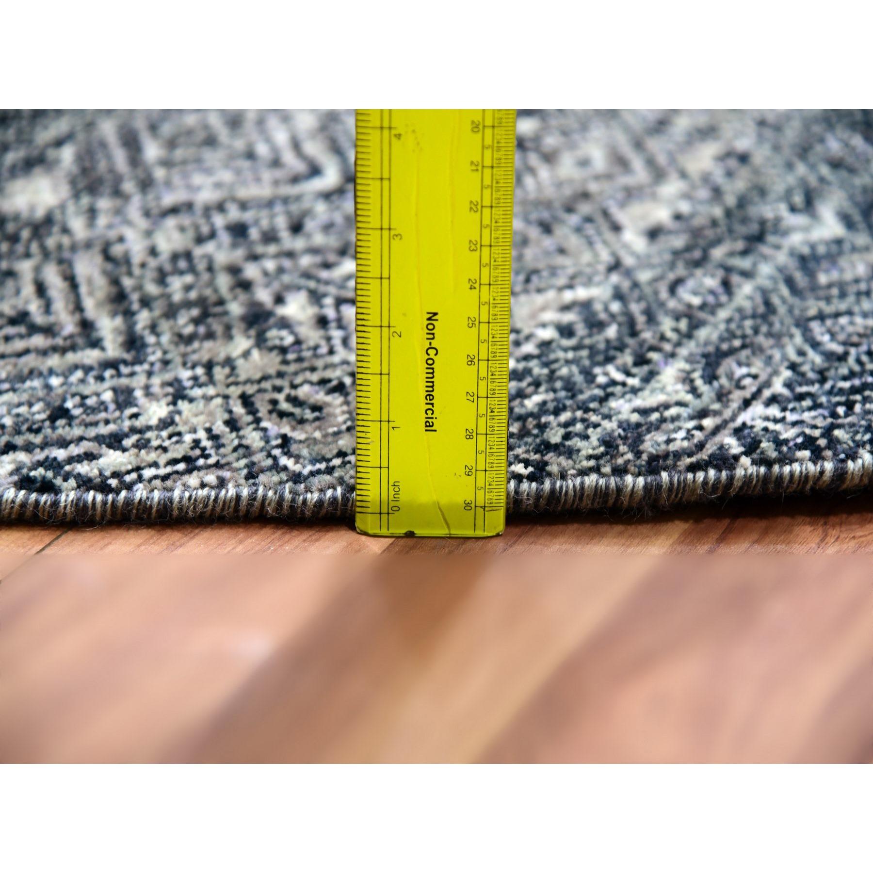10'x10' Perle Noir Gris Tapis rond en laine pelucheuse Kohinoor Herat nouée à la main en vente 2