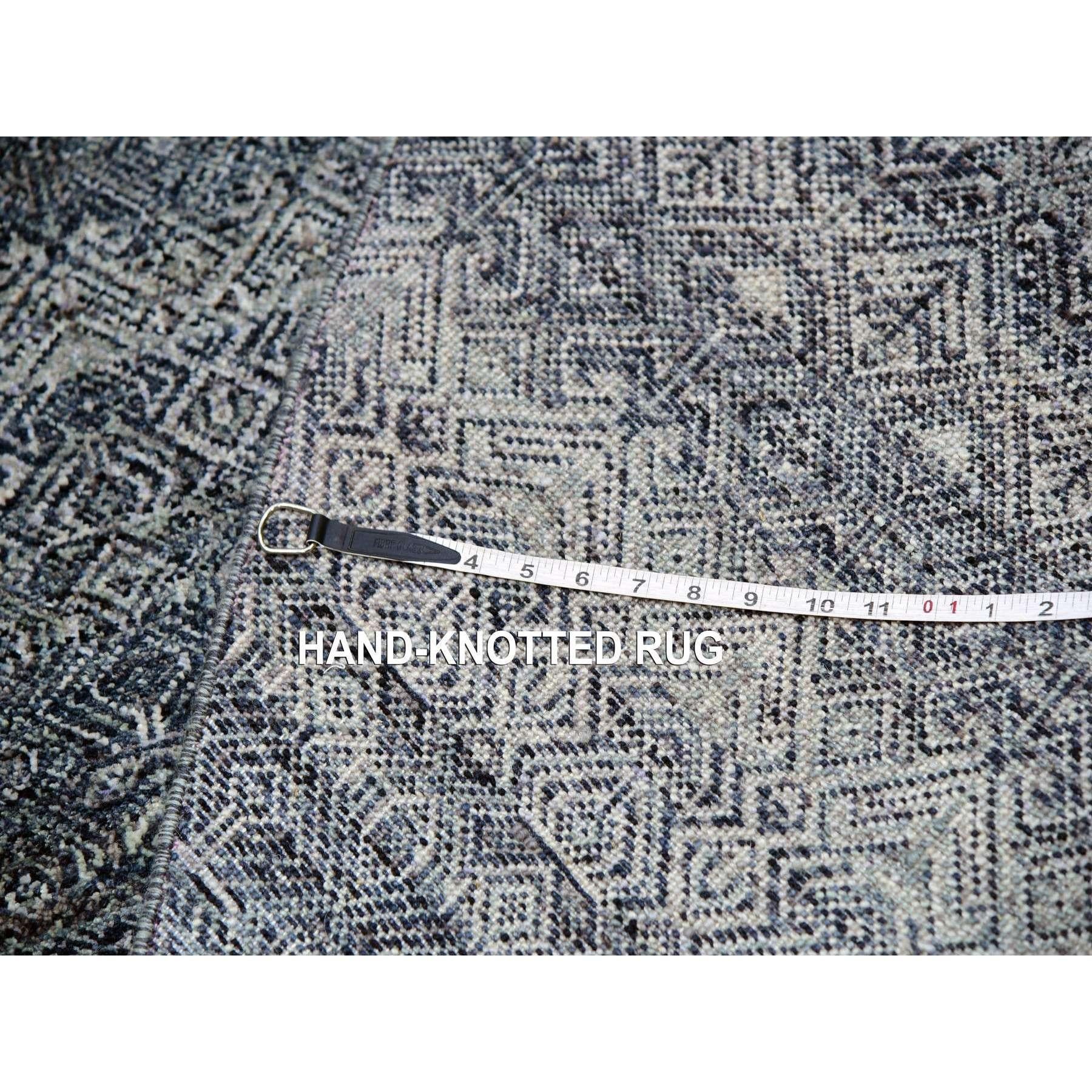 10'x10' Perle Noir Gris Tapis rond en laine pelucheuse Kohinoor Herat nouée à la main en vente 3