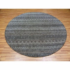 10'x10' Perle Noir Gray Hand Knotted Kohinoor Herat Plush Wool Round Rug