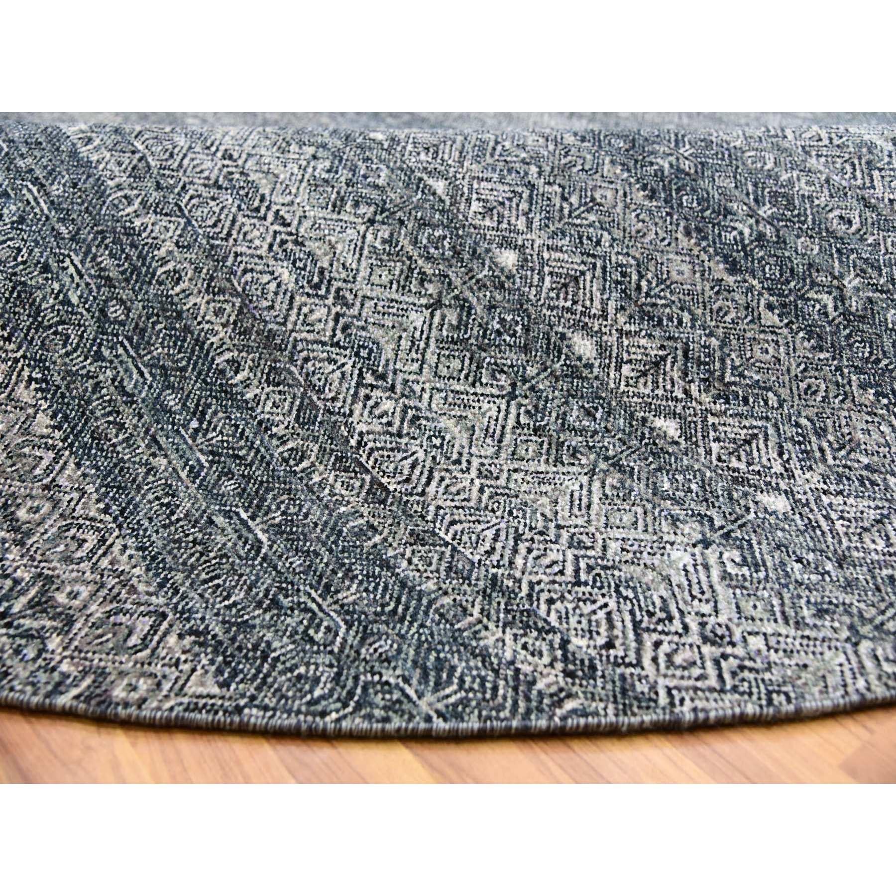 10'x10' Perle Noir Gris Tapis rond en laine pelucheuse Kohinoor Herat nouée à la main Neuf - En vente à Carlstadt, NJ