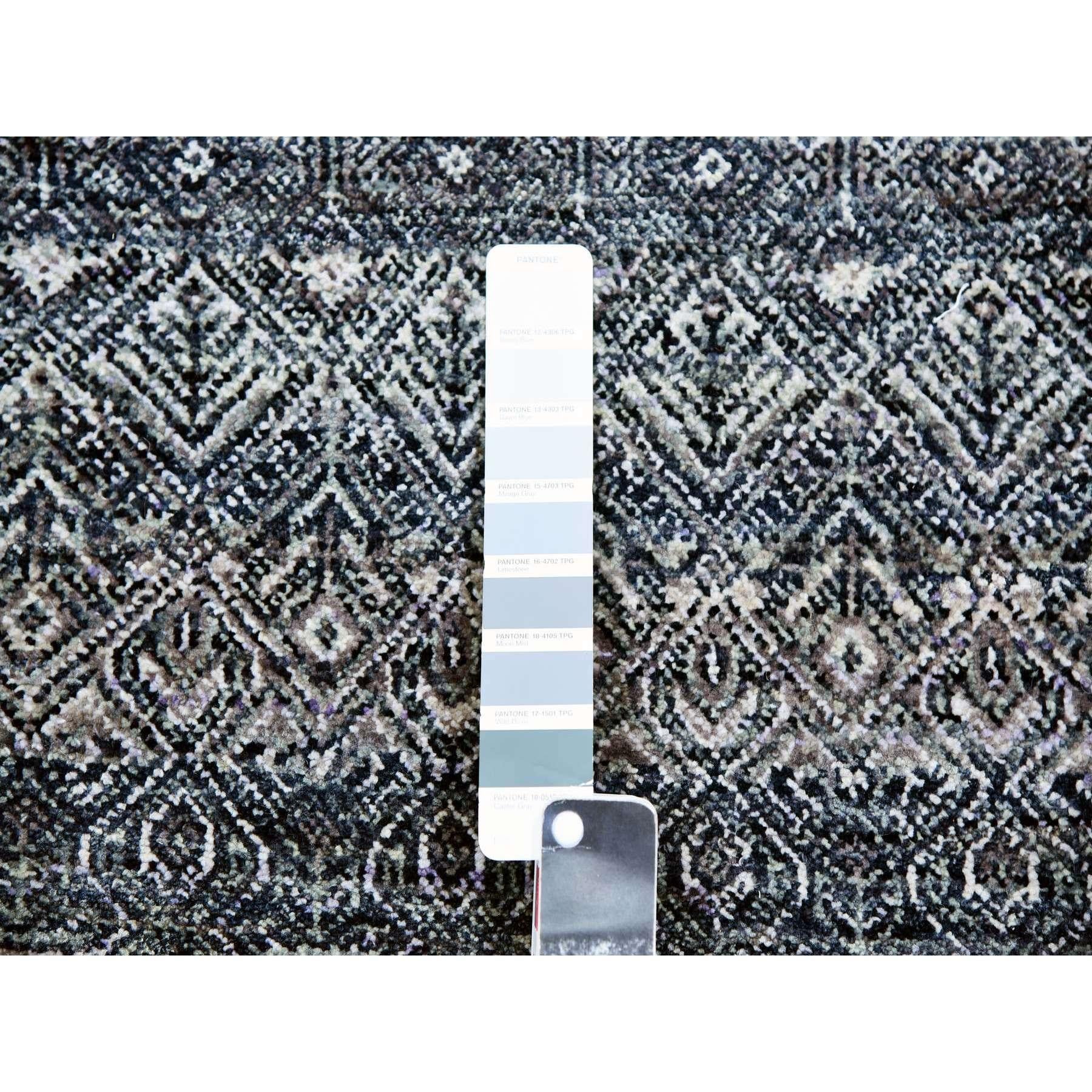 XXIe siècle et contemporain 10'x10' Perle Noir Gris Tapis rond en laine pelucheuse Kohinoor Herat nouée à la main en vente