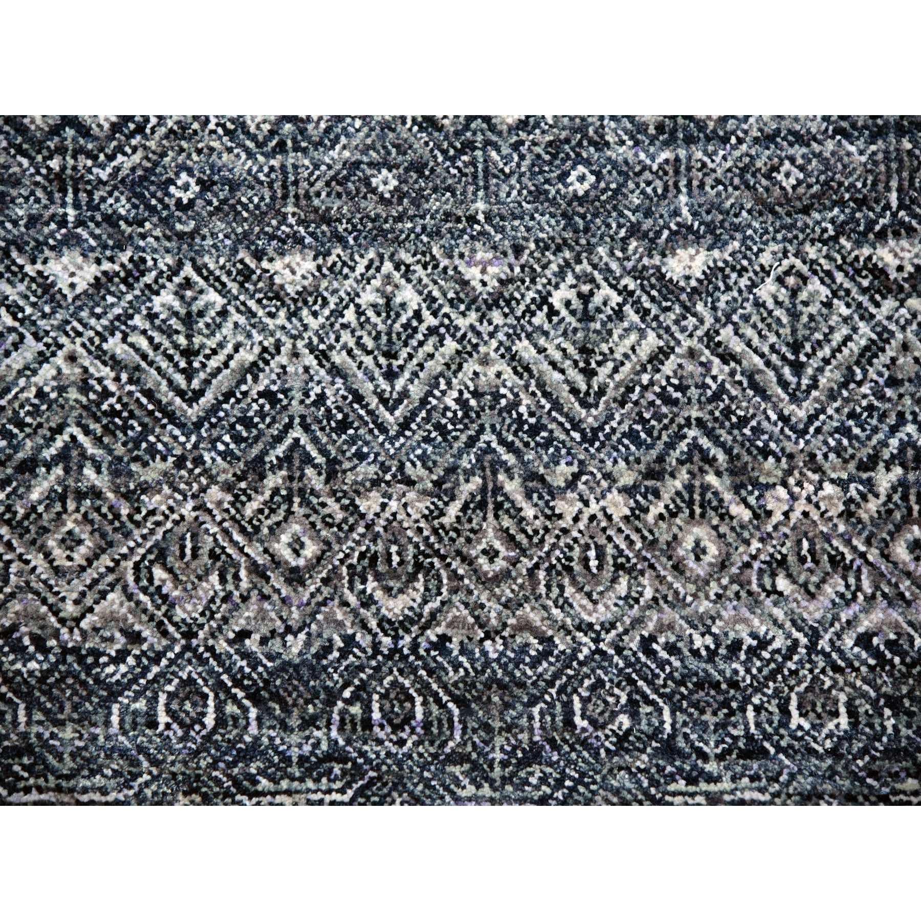 Laine 10'x10' Perle Noir Gris Tapis rond en laine pelucheuse Kohinoor Herat nouée à la main en vente