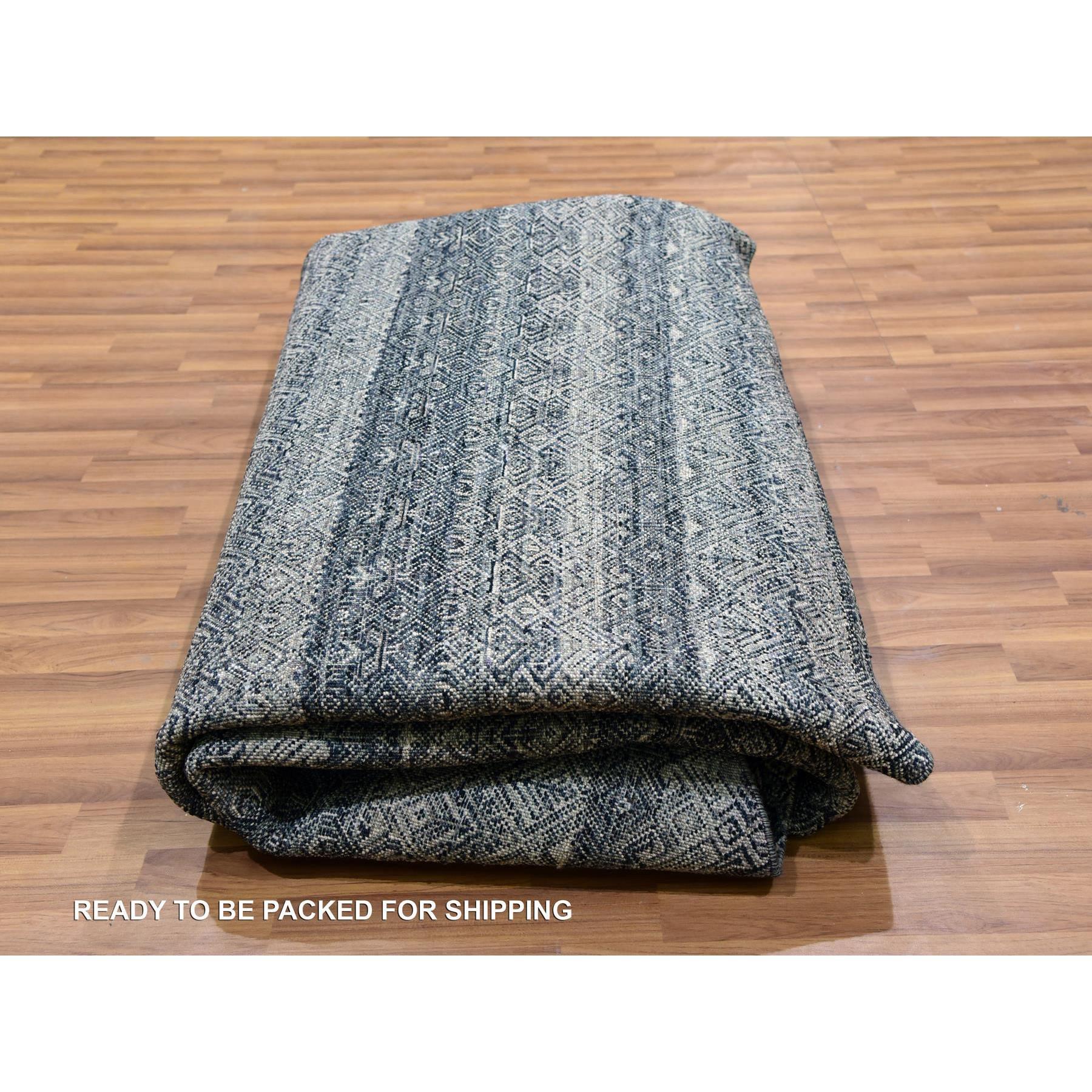 10'x10' Perle Noir Gris Tapis rond en laine pelucheuse Kohinoor Herat nouée à la main en vente 1
