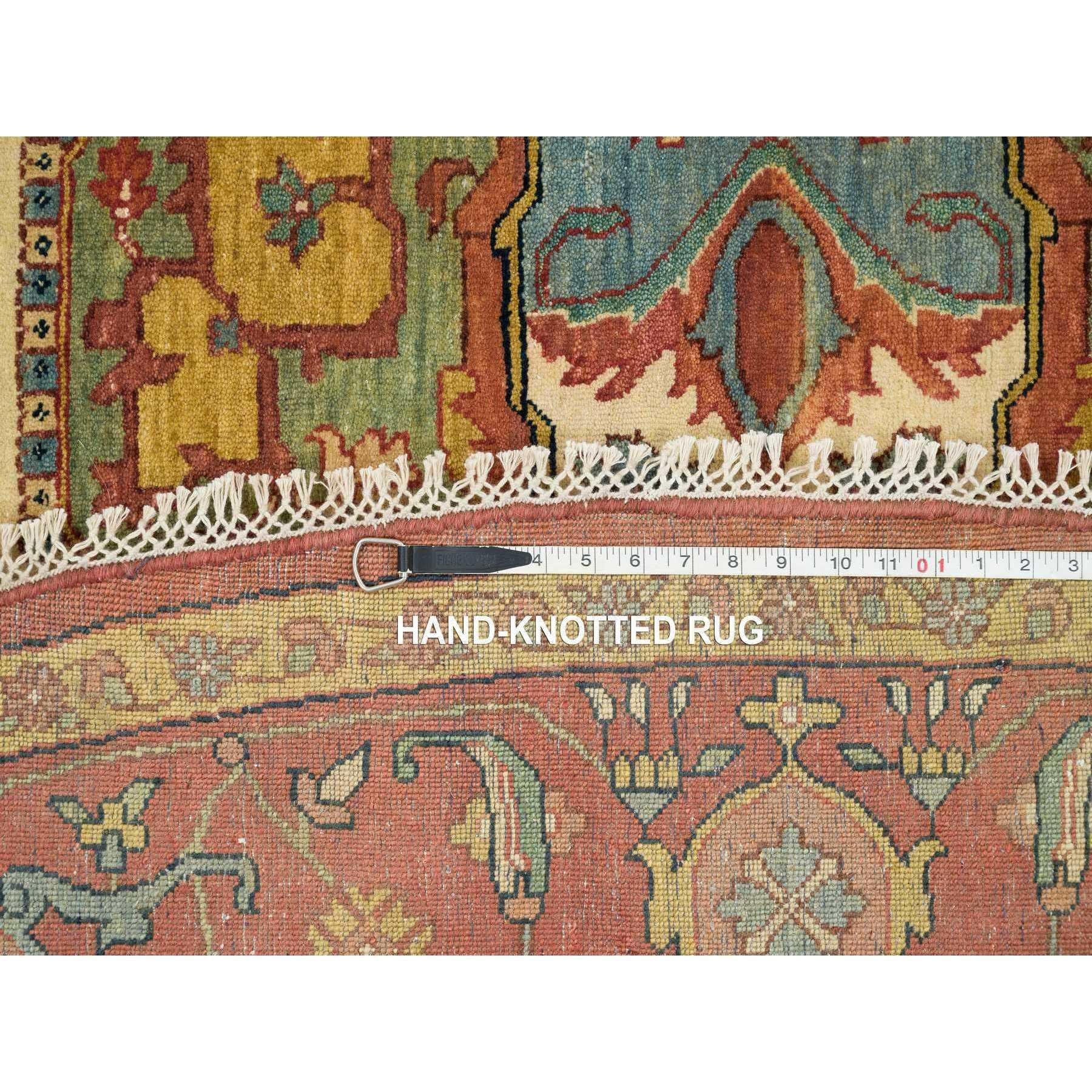 10'x10' Red Hand Knotted Fine Heriz Re-Creation Wool Round Oriental Rug For Sale 4