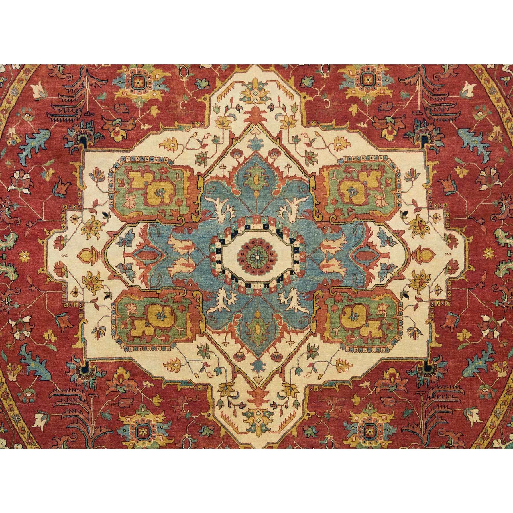 10'x10' Red Hand Knotted Fine Heriz Re-Creation Wool Round Oriental Rug For Sale 1