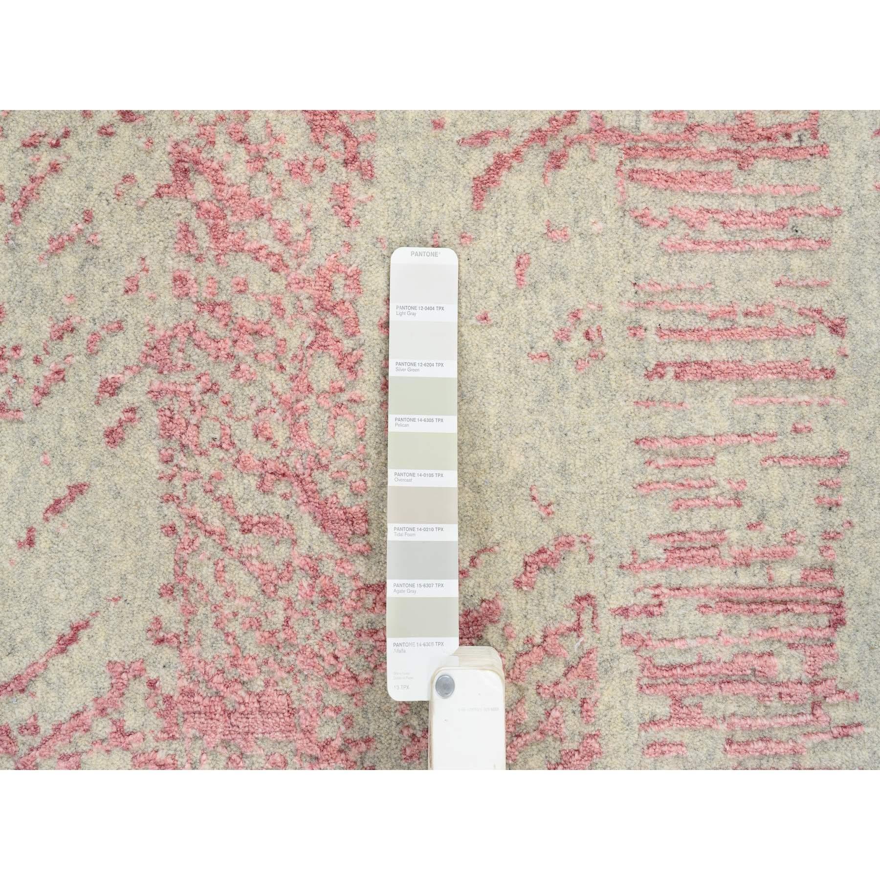 Soie Tapis rond 10'x10' Rose, laine et soie d'art Jacquard, tissé à la main en vente