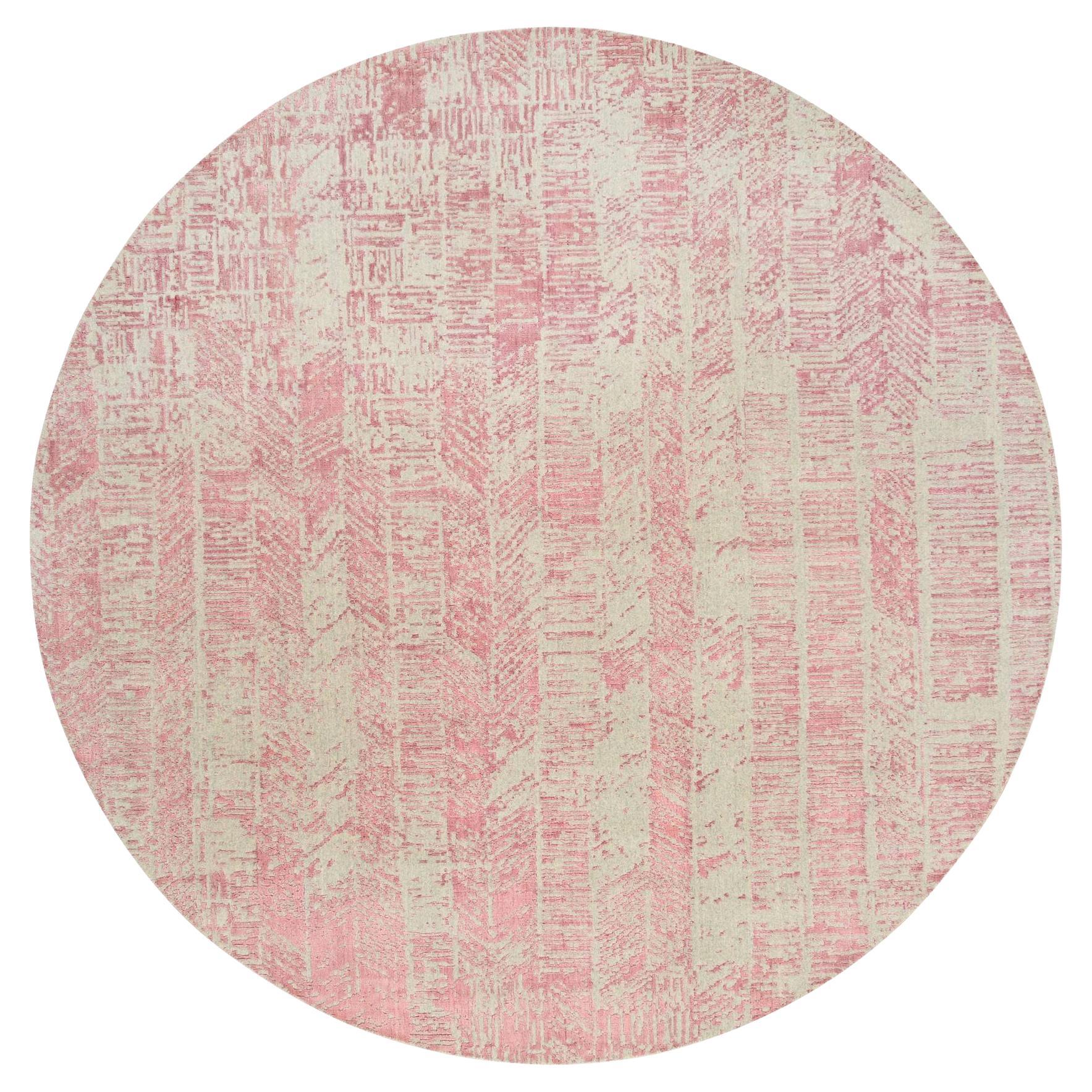 10
x10
Rose Pink, Wolle und Kunstseide Jacquard Handgeknüpft, Runder Teppich